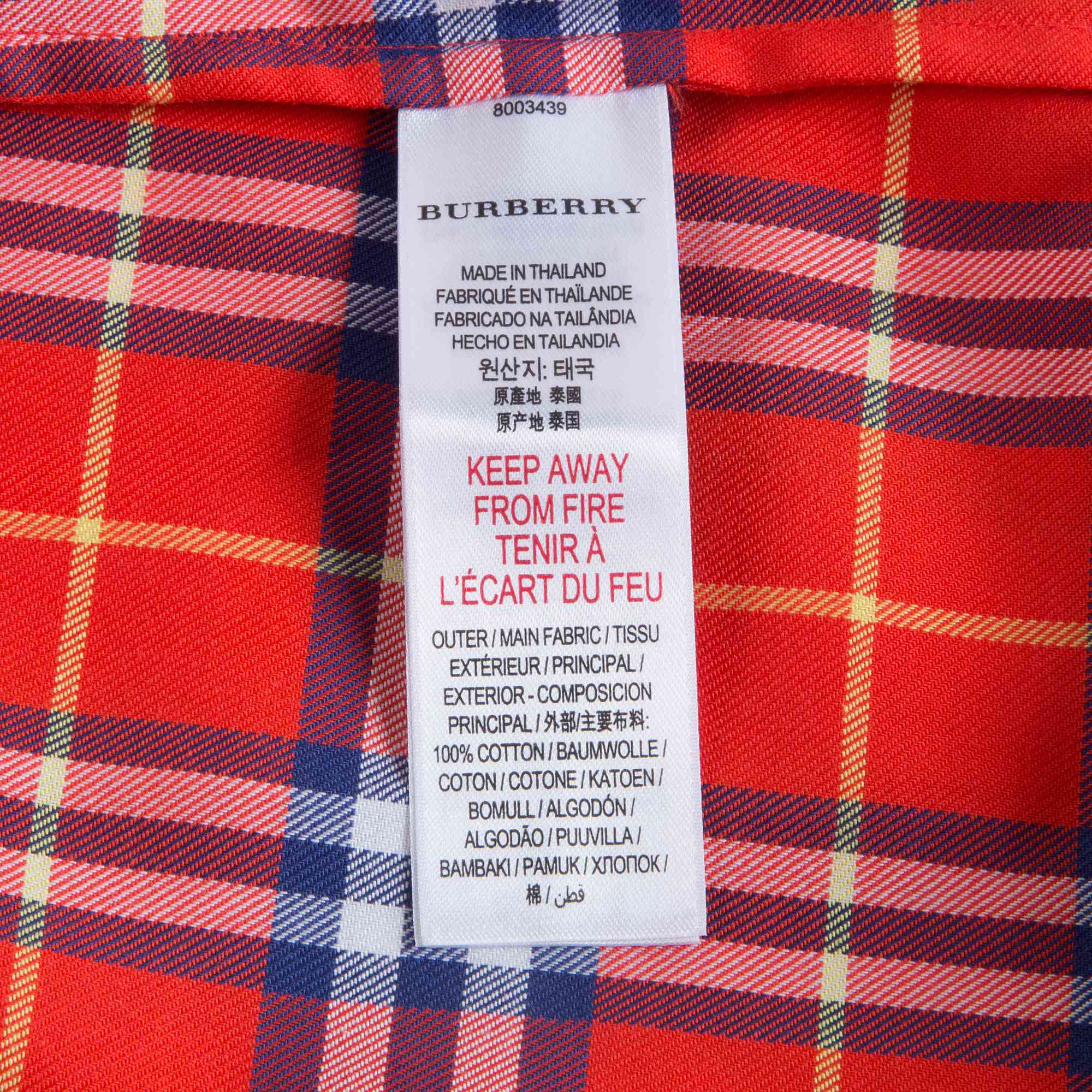 Baby Boys Orange Red Check Cotton Shirt