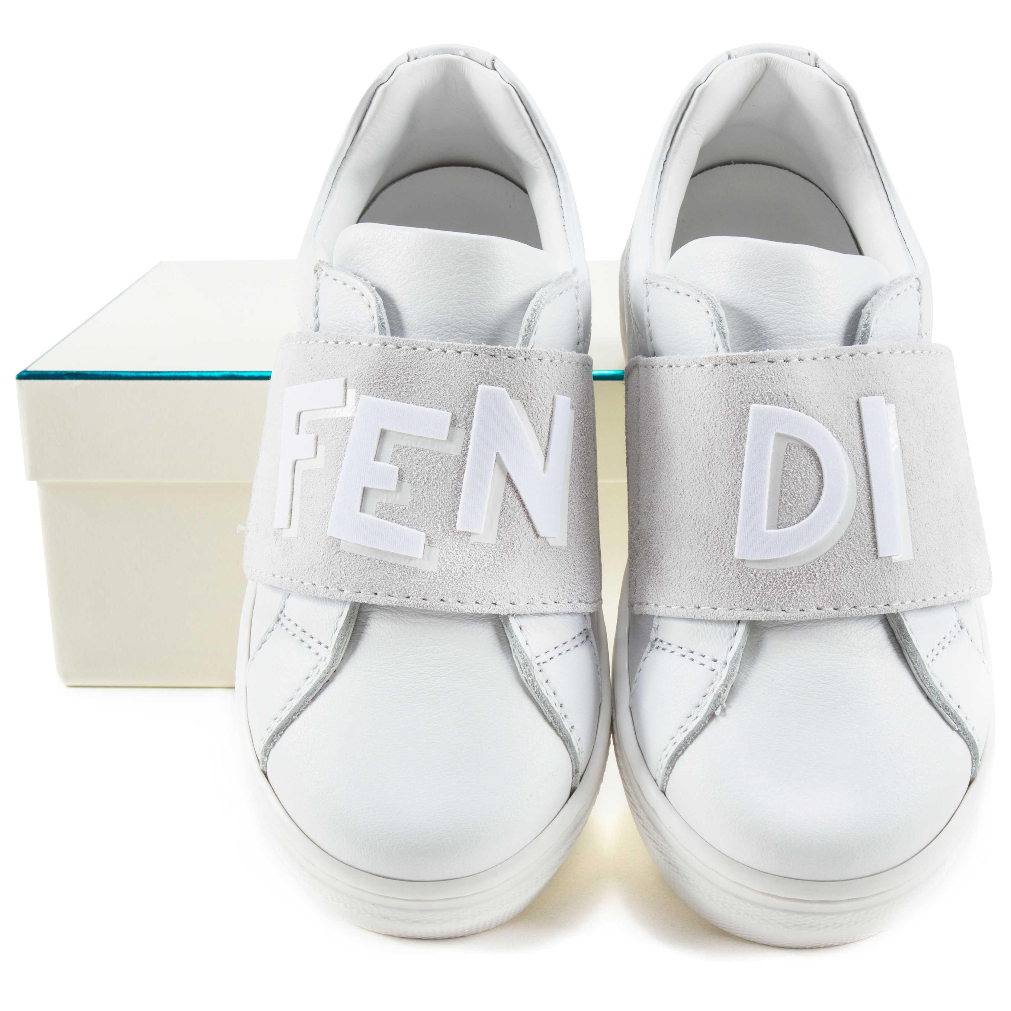 Boys White Velcro Nappa Sneaker Vitello Shoes