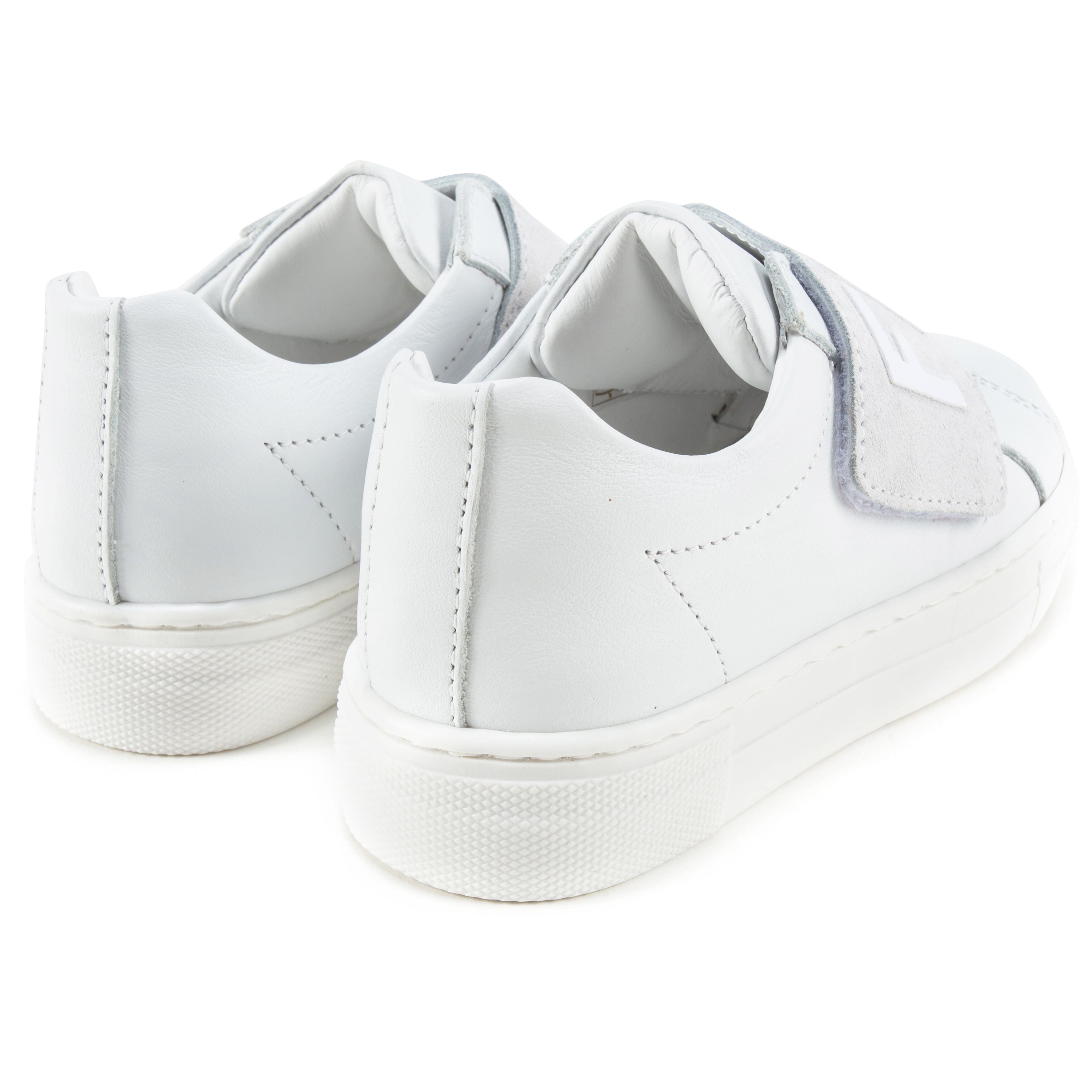 Boys White Velcro Nappa Sneaker Vitello Shoes