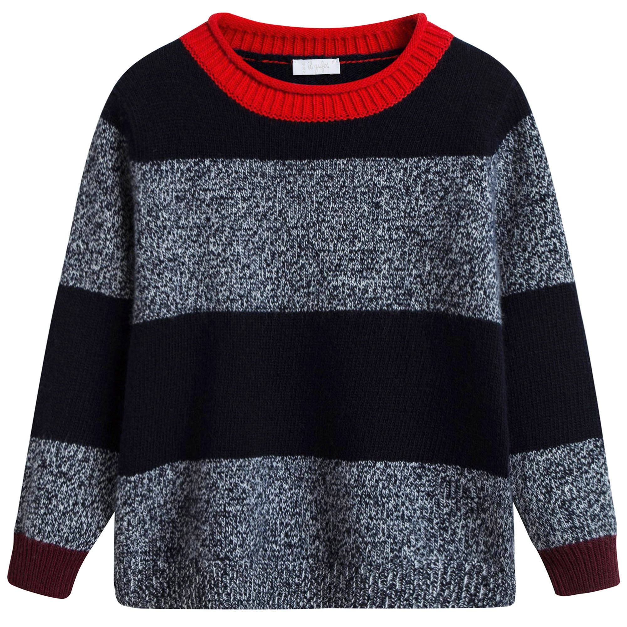 Boys Blue & Grey Wool Knitted Sweater