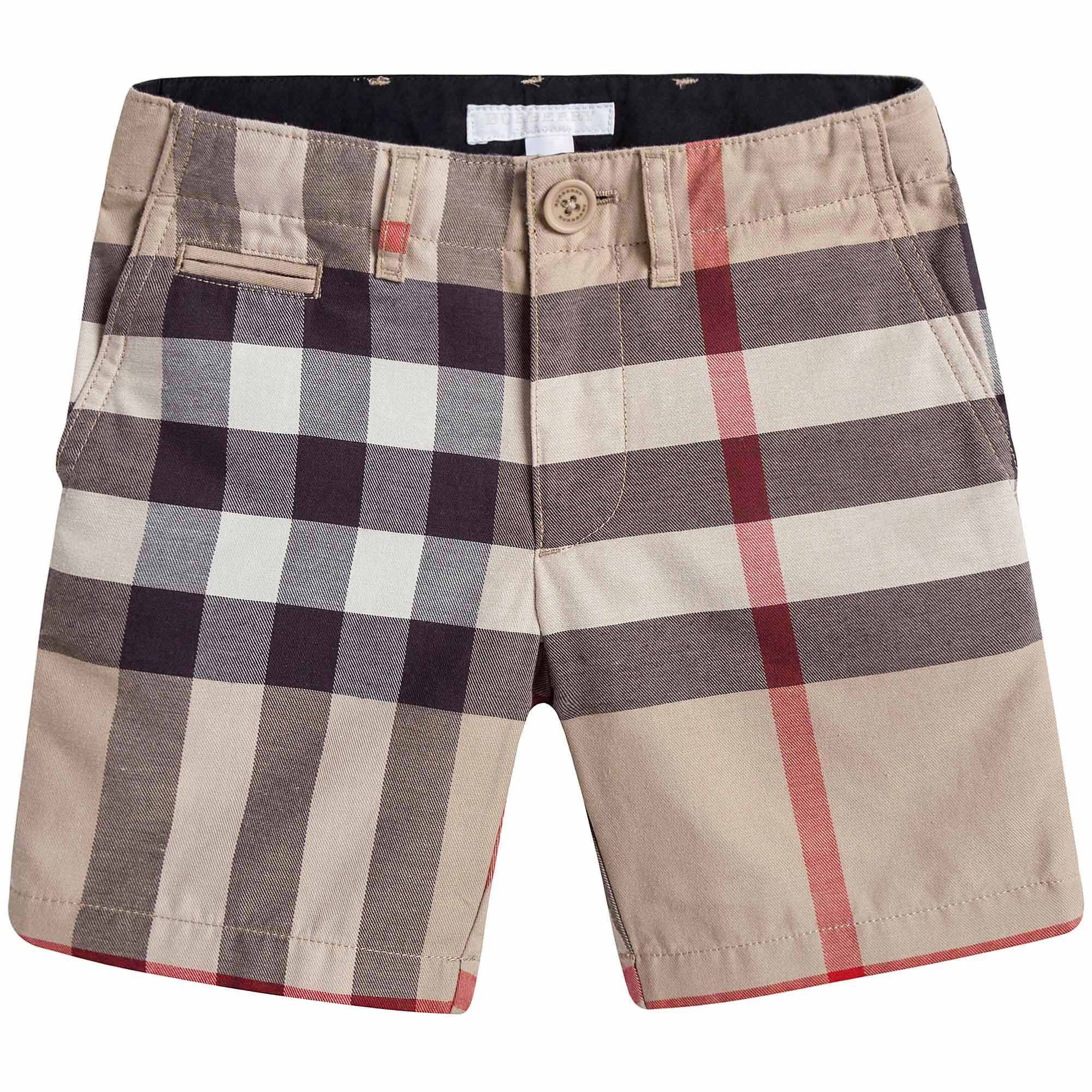 Boys Beige Checked Cotton Shorts - CÉMAROSE | Children's Fashion Store - 1
