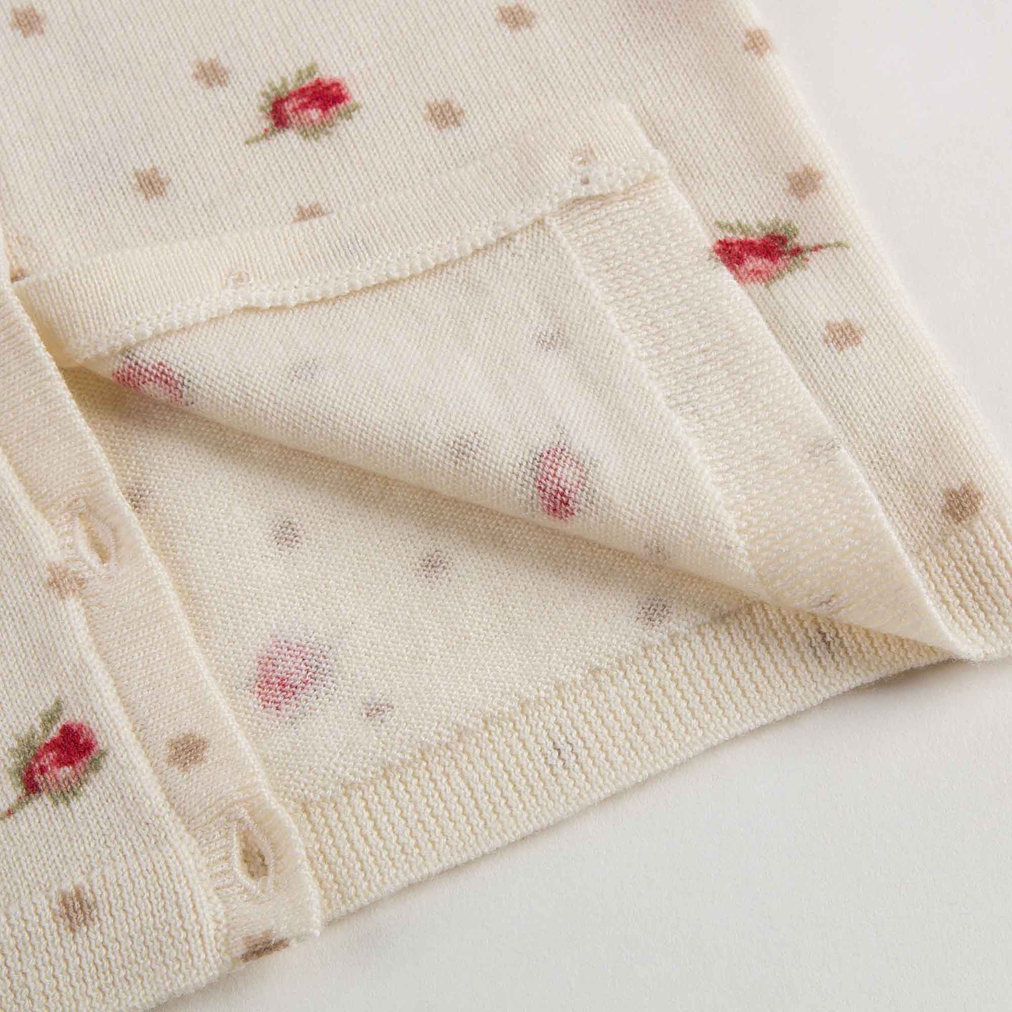 Baby Girls Lvory With Red Flowers Wool Cardigan - CÉMAROSE | Children's Fashion Store - 7
