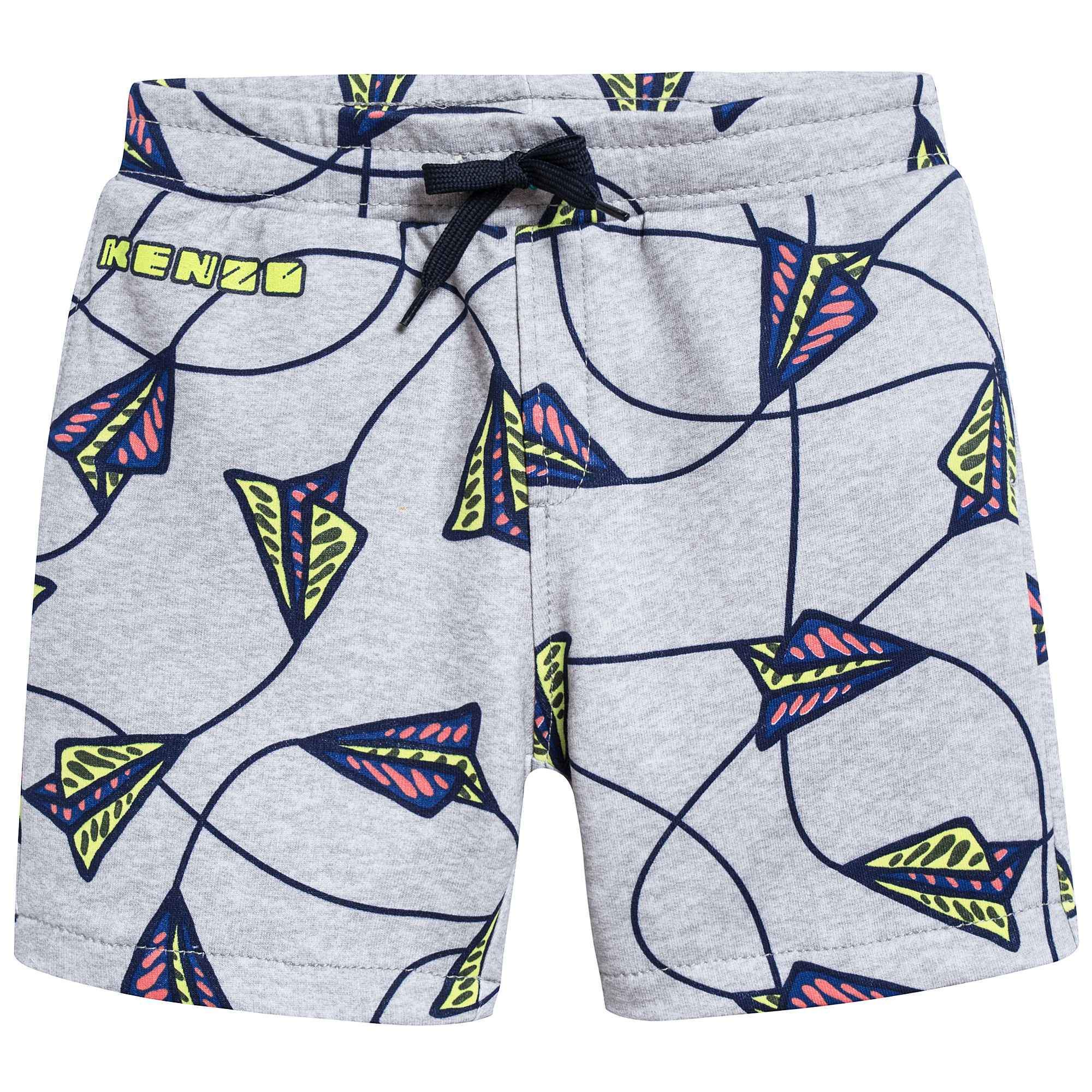 Boys Marl Grey Printed Cotton Shorts