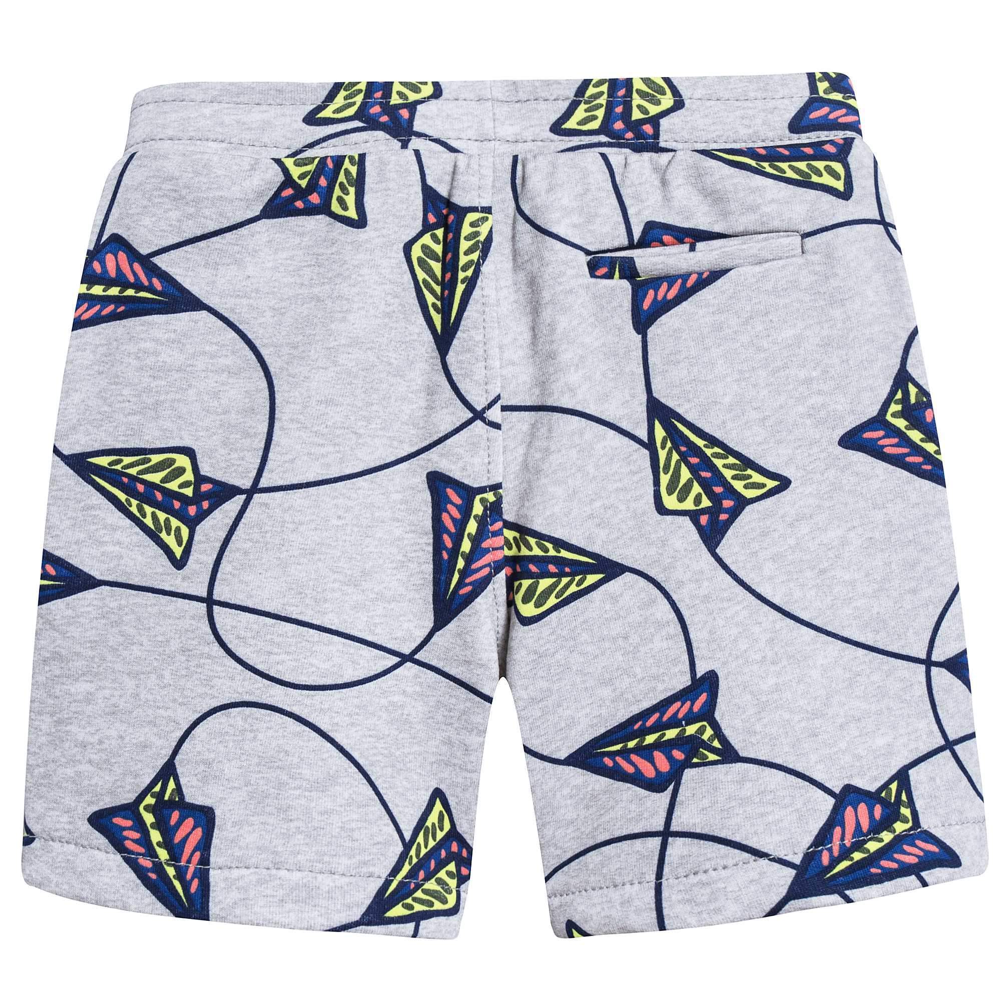 Boys Marl Grey Printed Cotton Shorts
