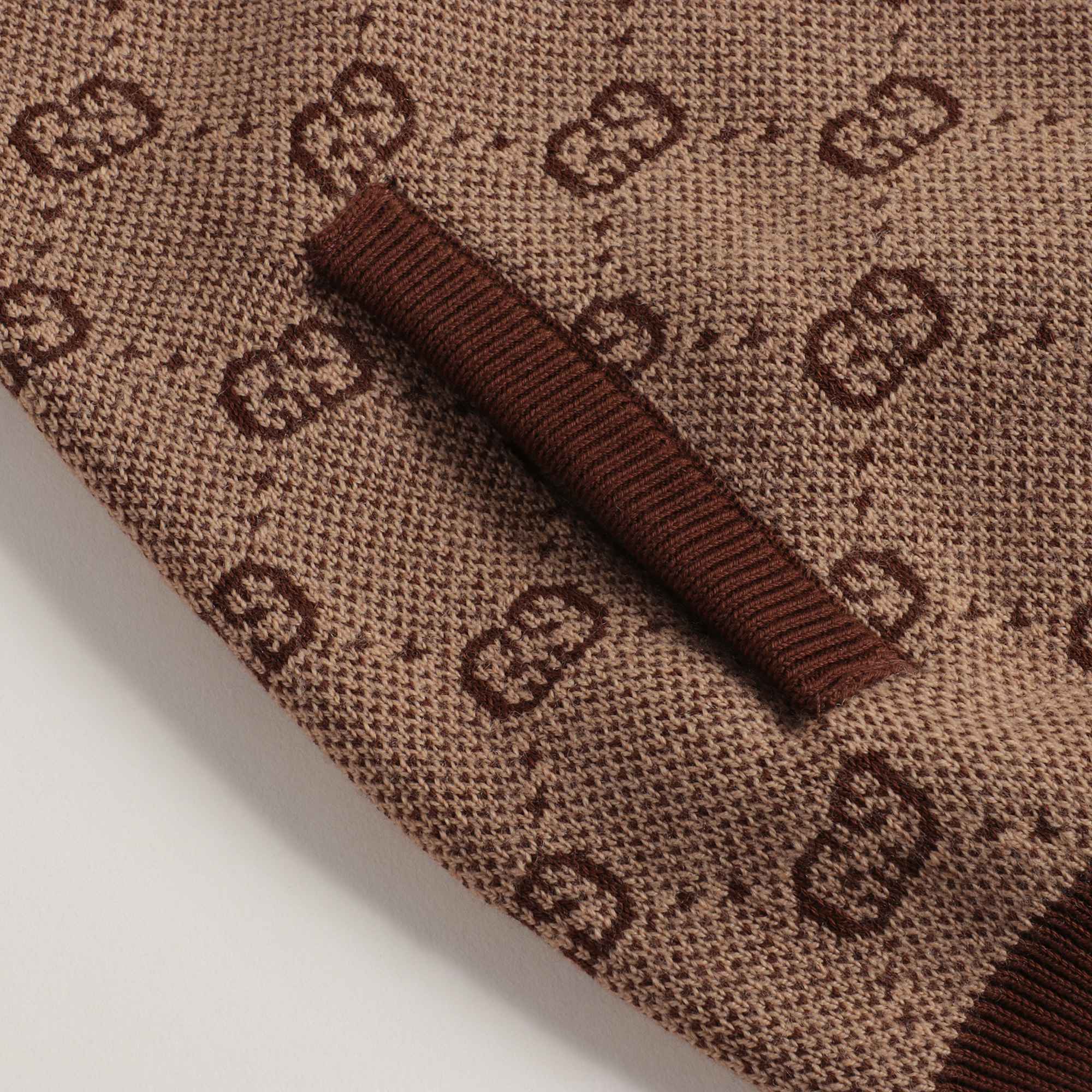 Boys Camel GG Zip Wool Cardigan