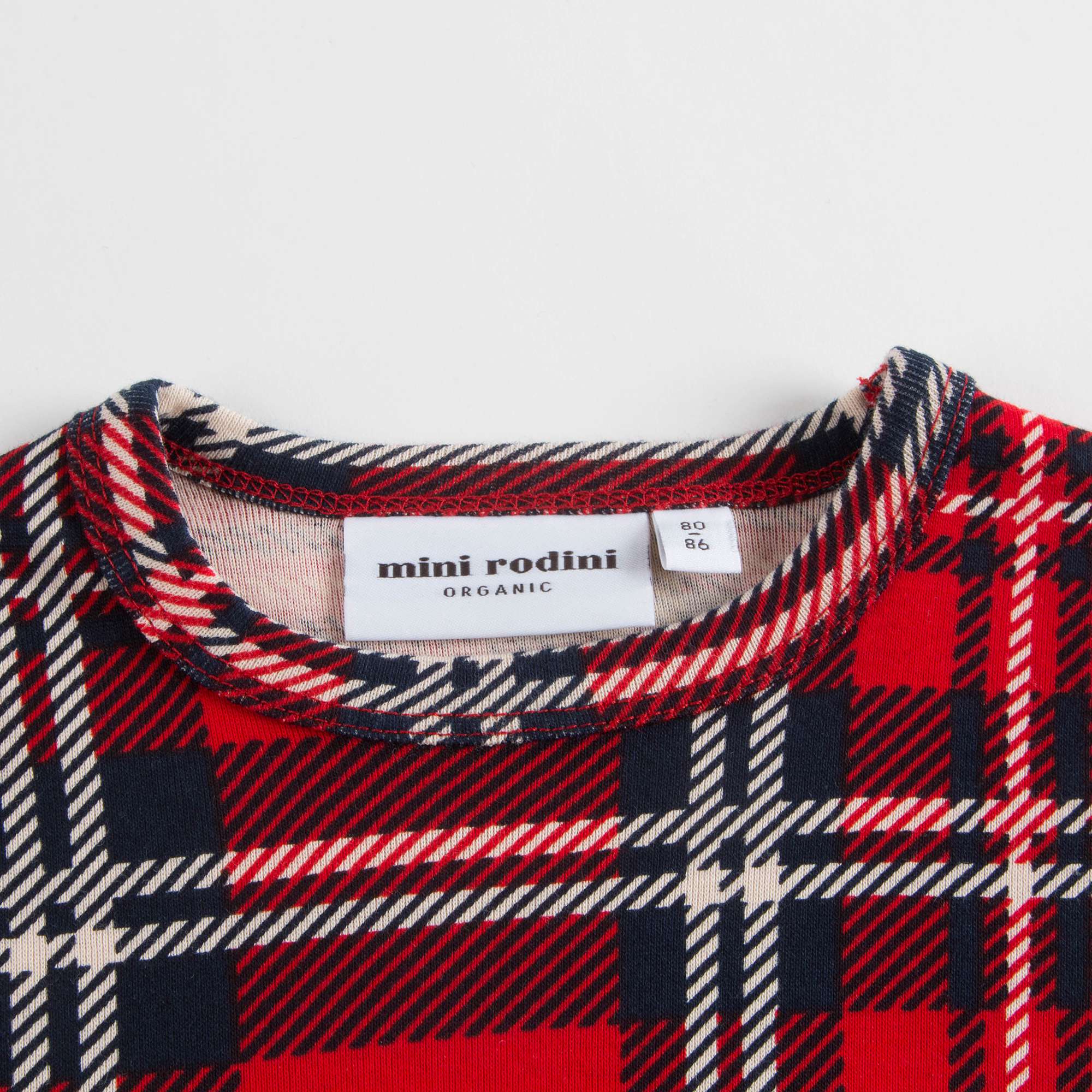 Girls Red Check Organic Cotton T-shirt