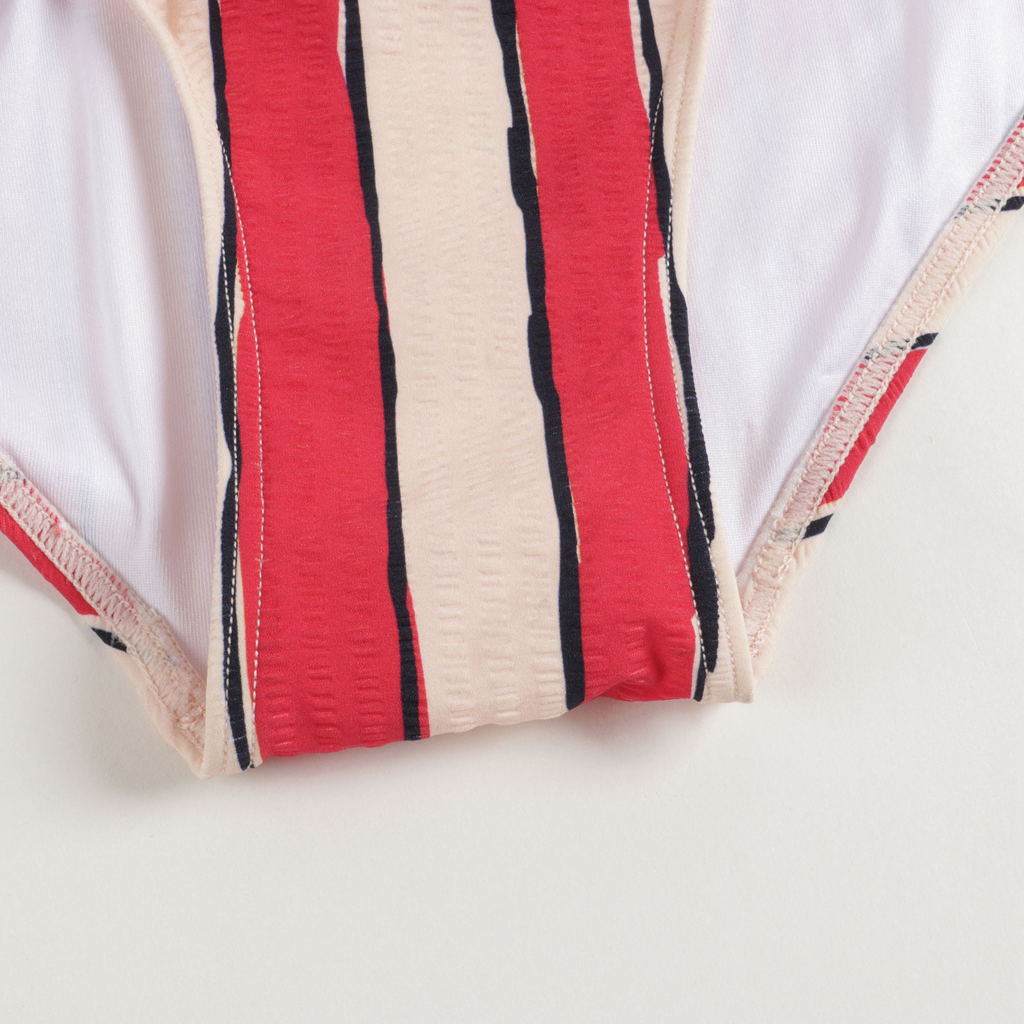 Girls Red/Pink Stripe Swimwear
