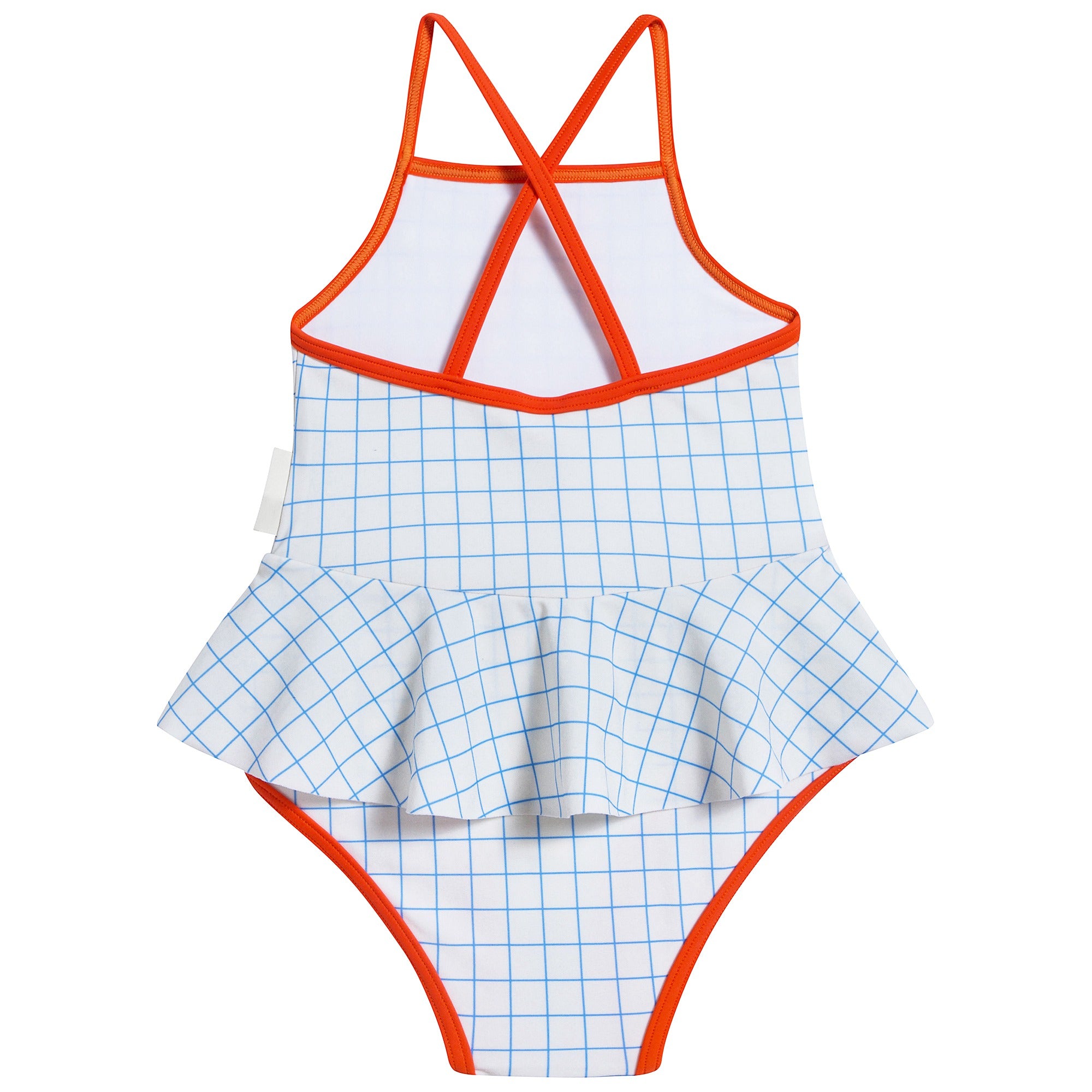 Girls Carmine Blue Grid Polyamide Swimwear