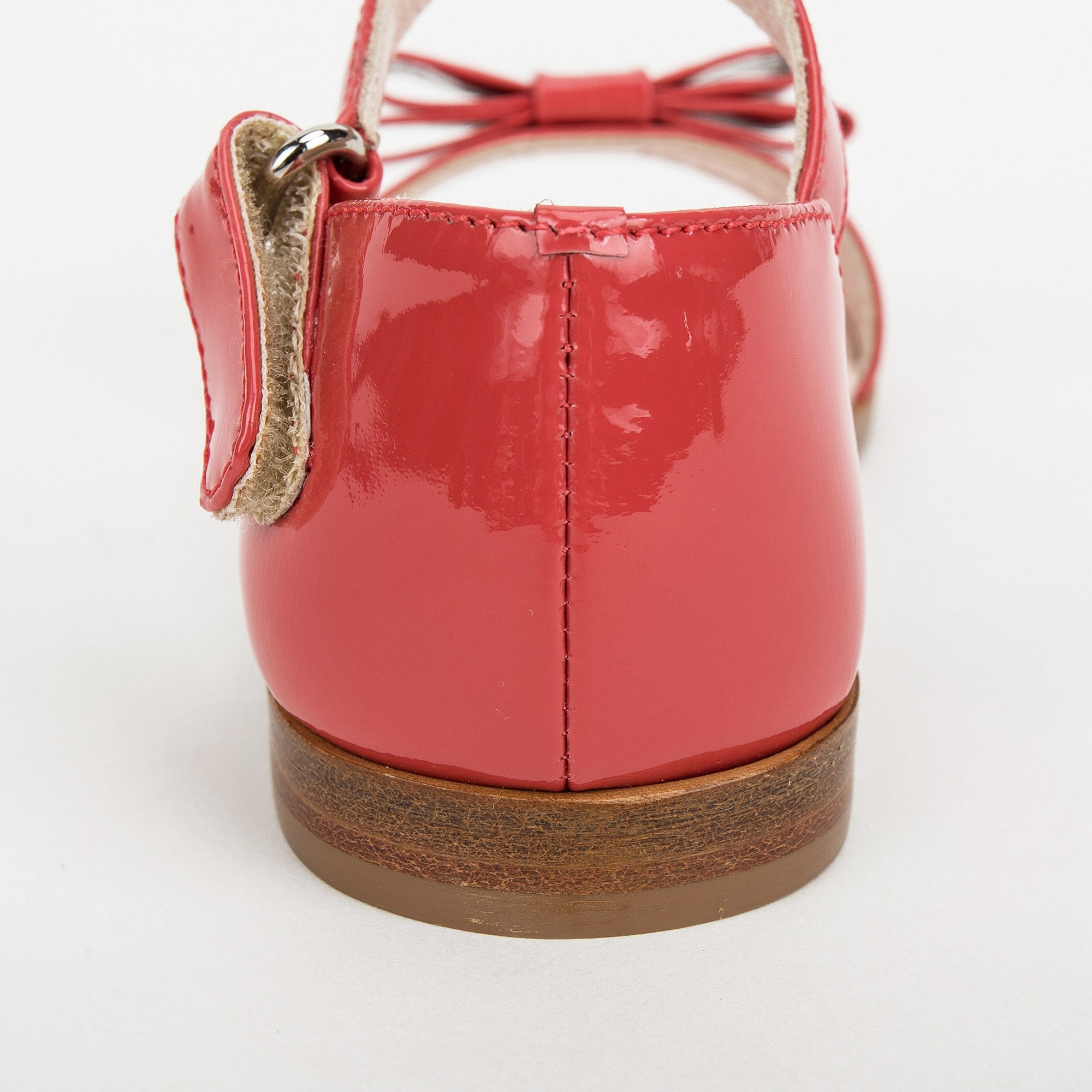 Girls Red Velcro Tape Sandals With Bow Trims