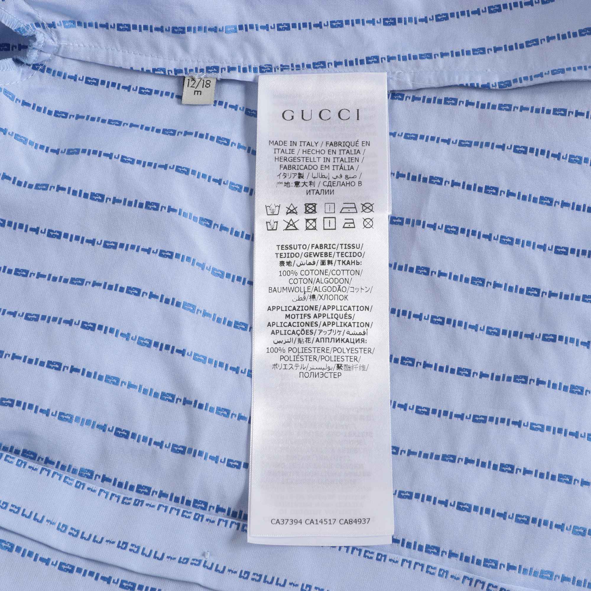 Baby Girls Light Blue Logo Cotton Shirt