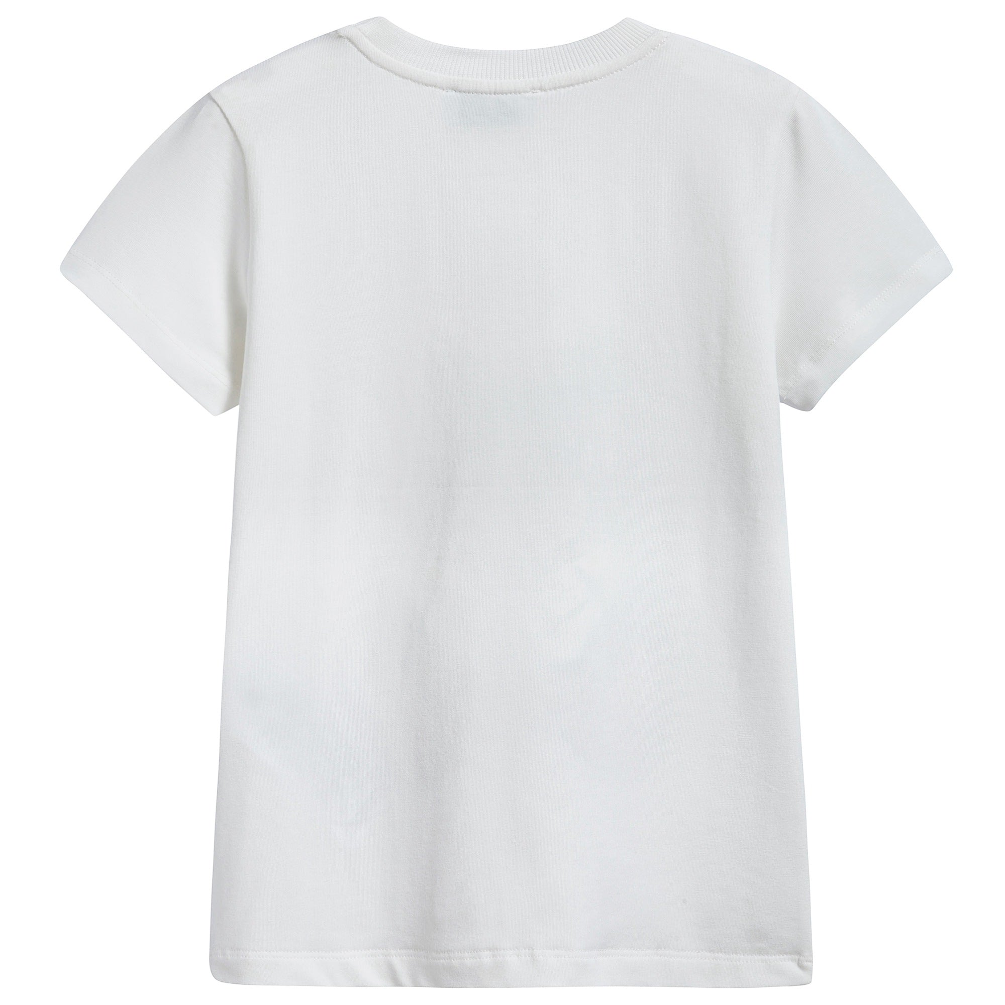 Girls White Teddy Bear Cotton T-shirt