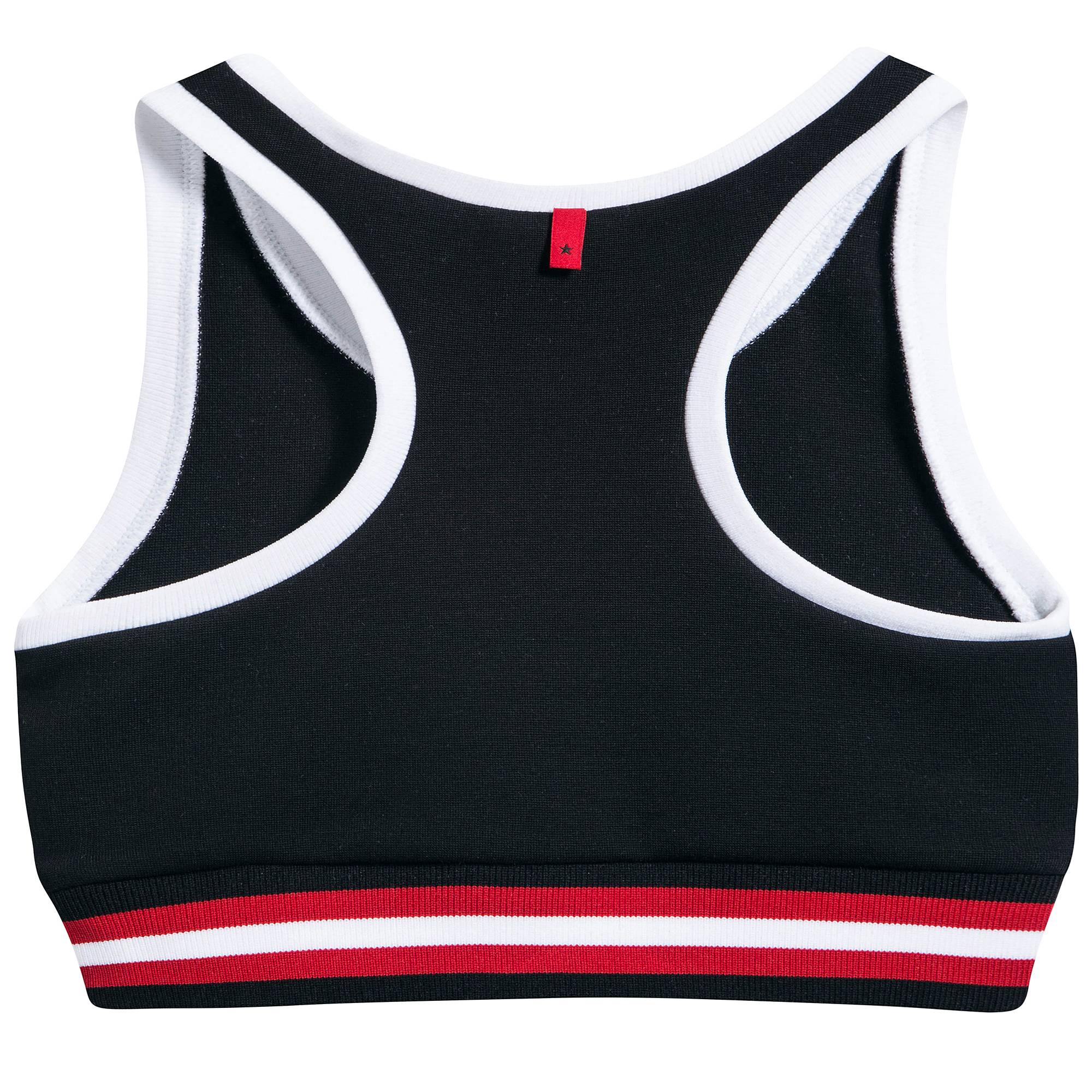 Girls Black Cropped Logo Cotton Top
