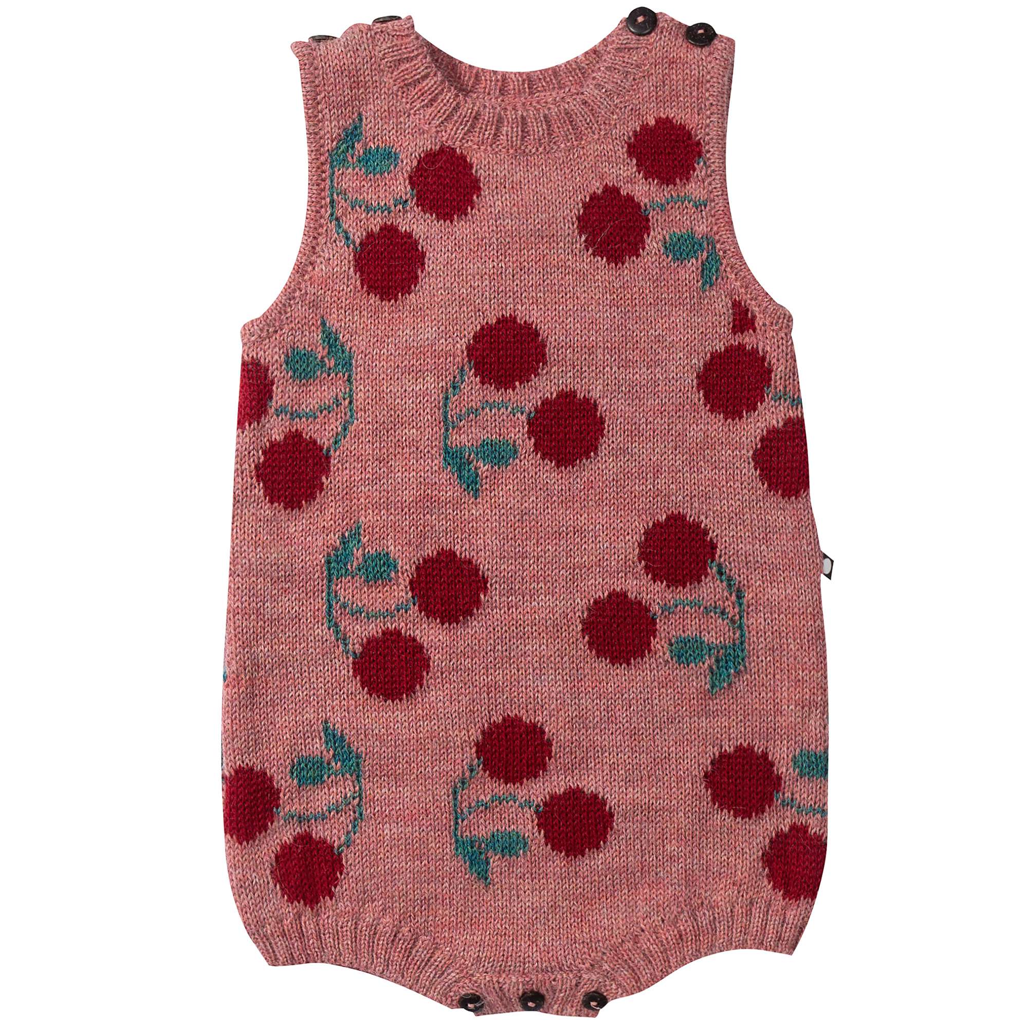 Baby Rose Pink Cherry Alpaca Wool Tank Romper