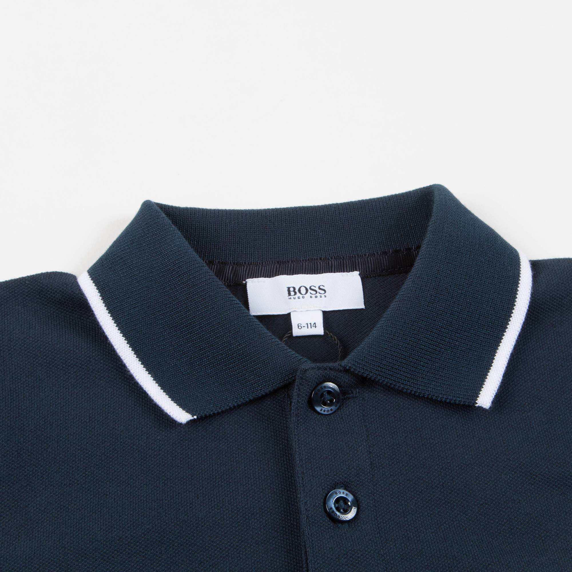 Boys Black Cotton Polo Shirt