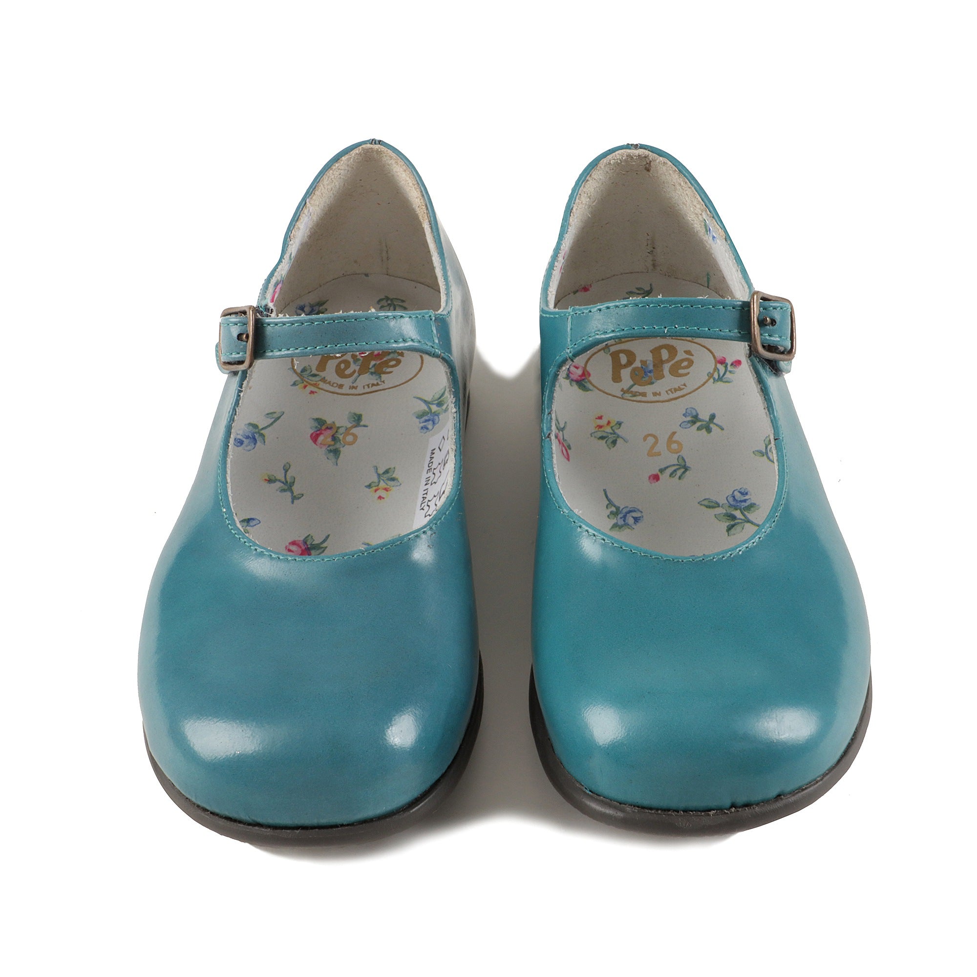 Girls Blue Leather Flat Shoes
