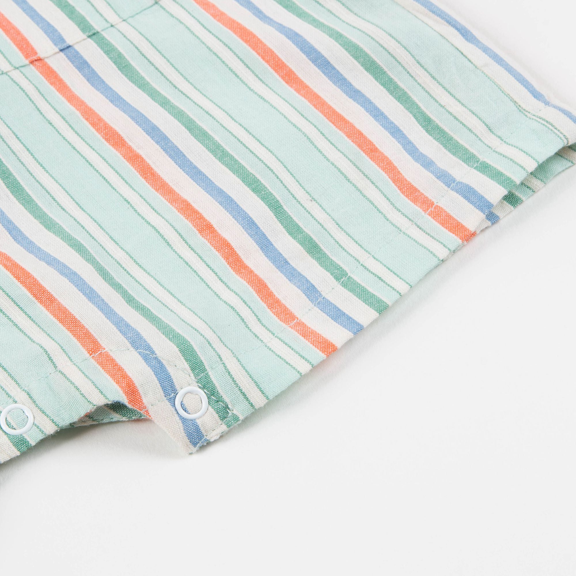 Girls Multi Stripe Cotton Woven Romper