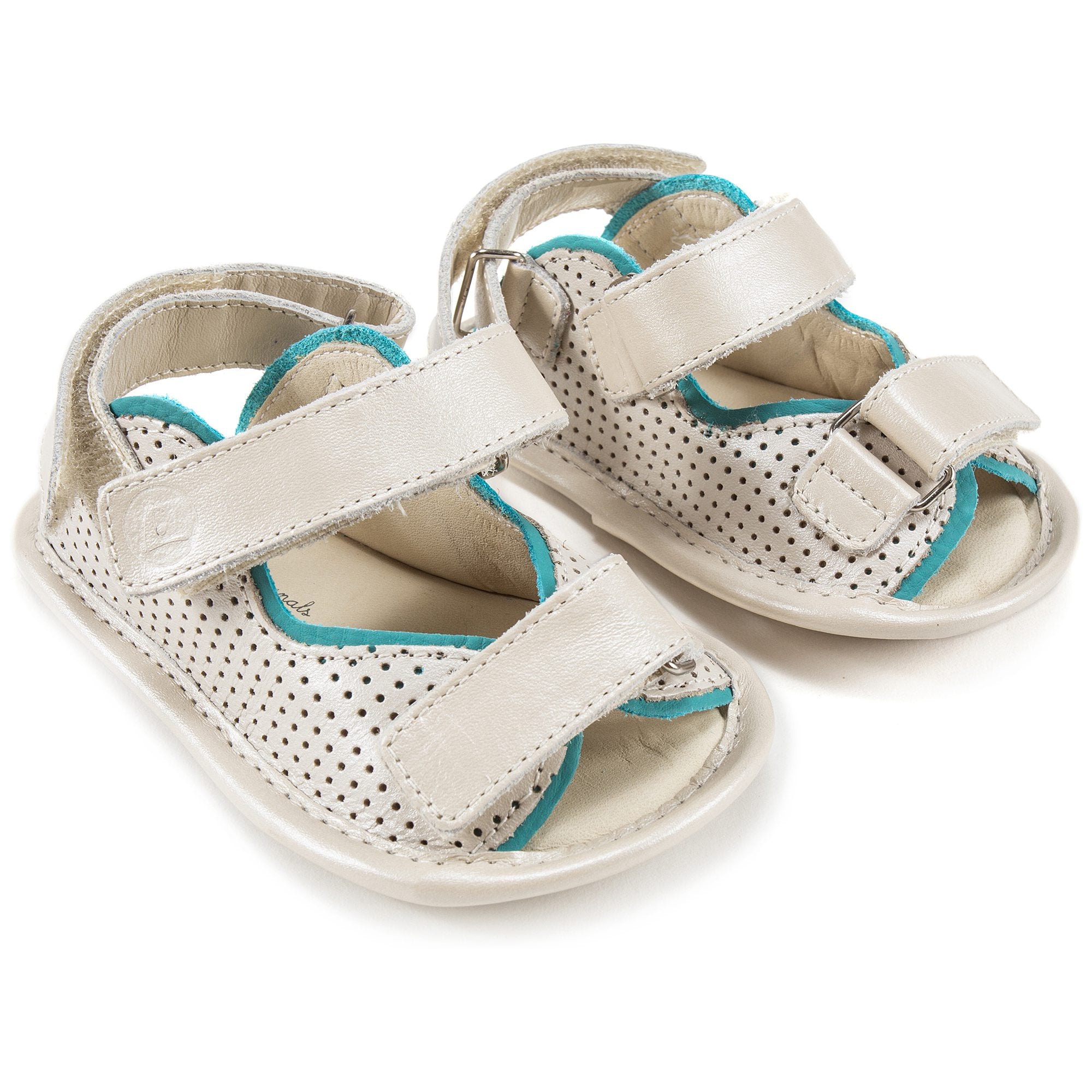 Baby Girls  Antique White Holes Leather Sandal