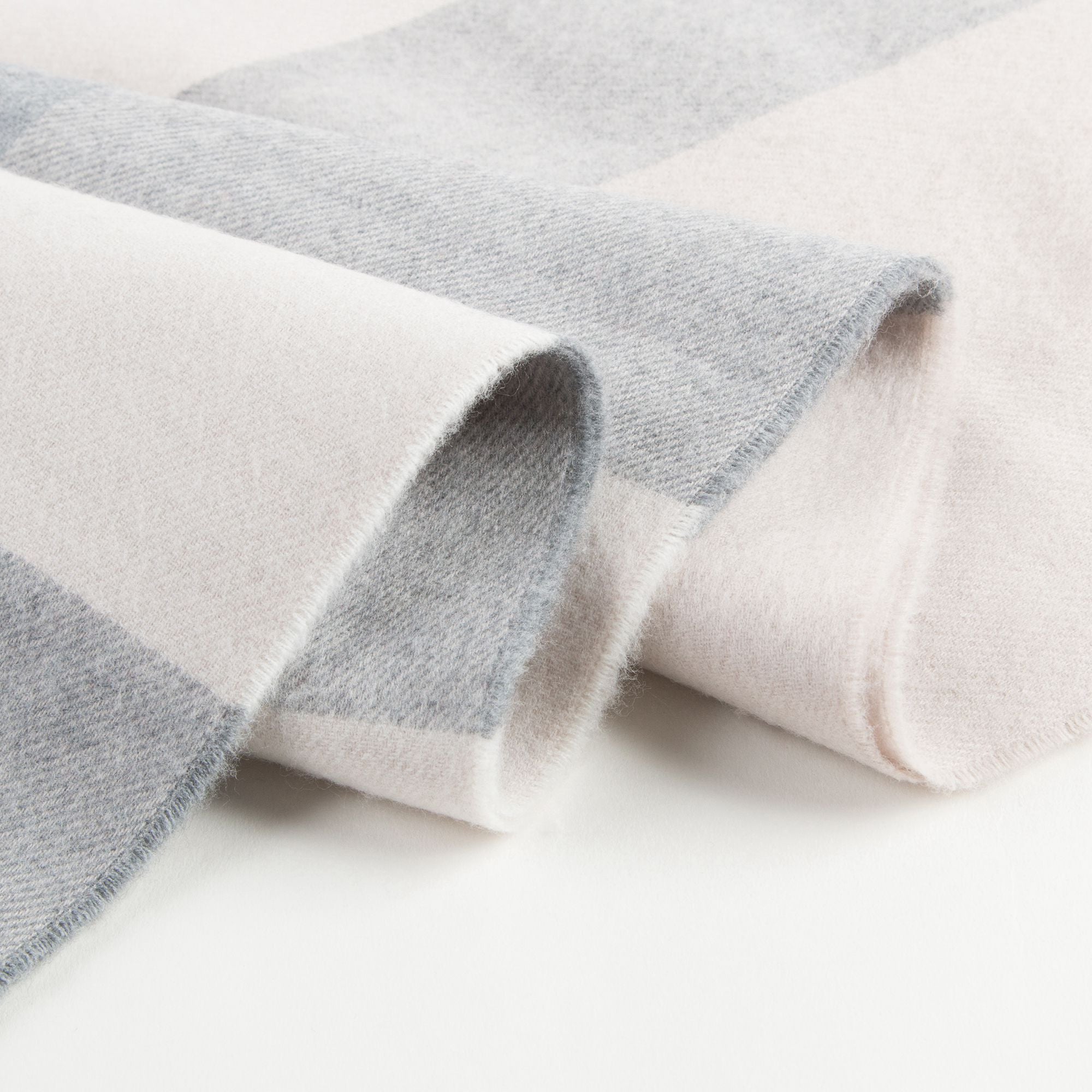 Girls Beige Checked Wool Scarf