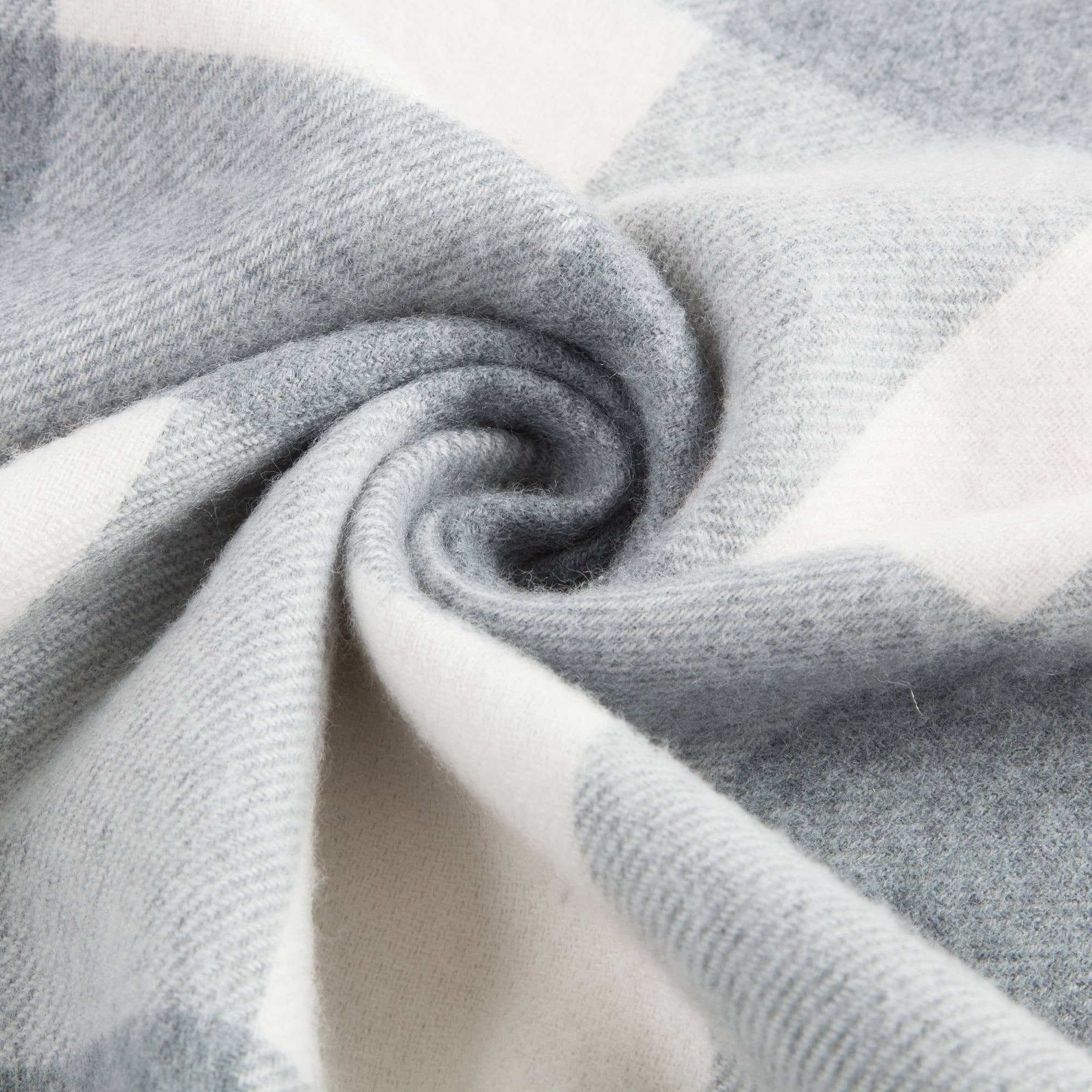 Girls Beige Checked Wool Scarf