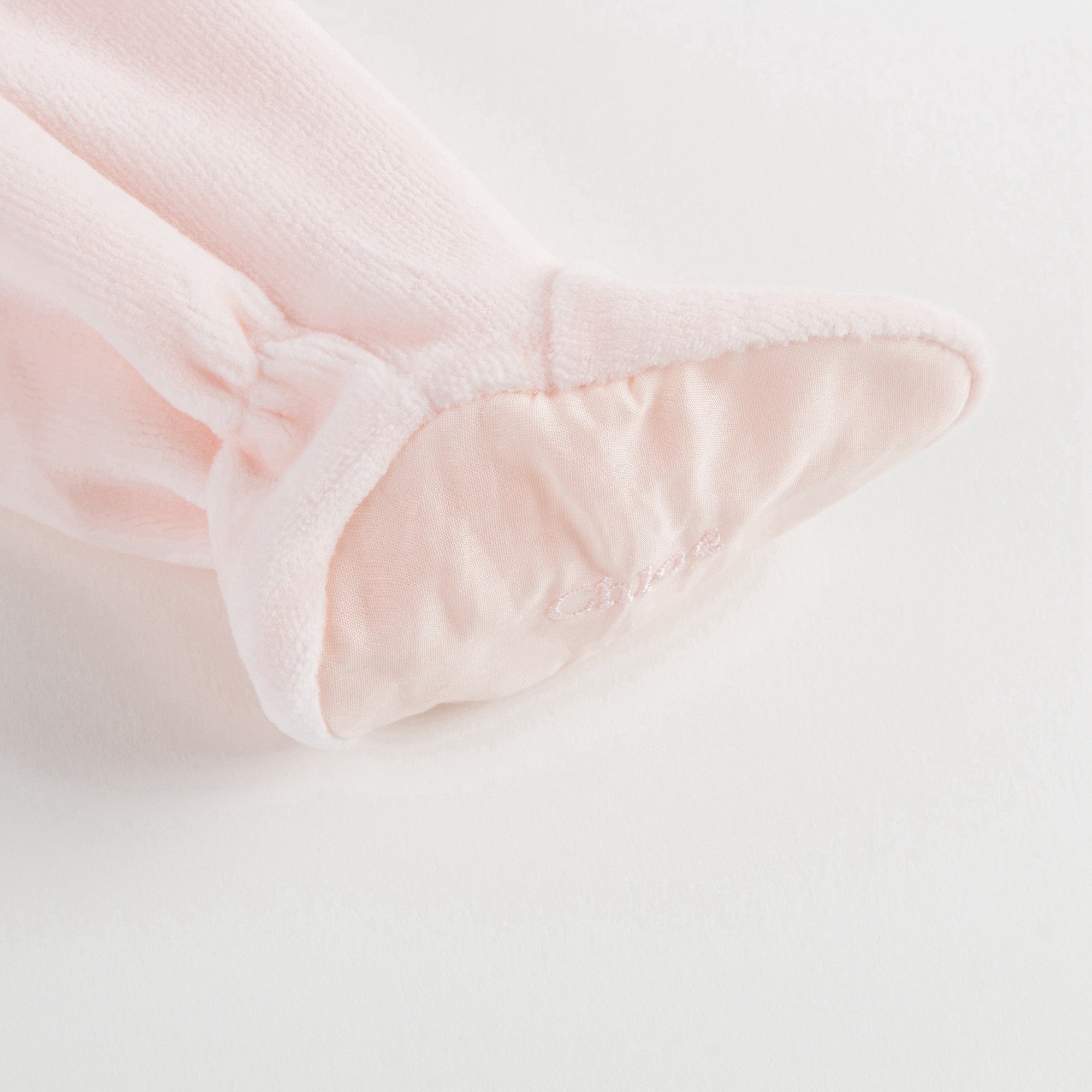 Baby Girls Pink Velour Babygrow