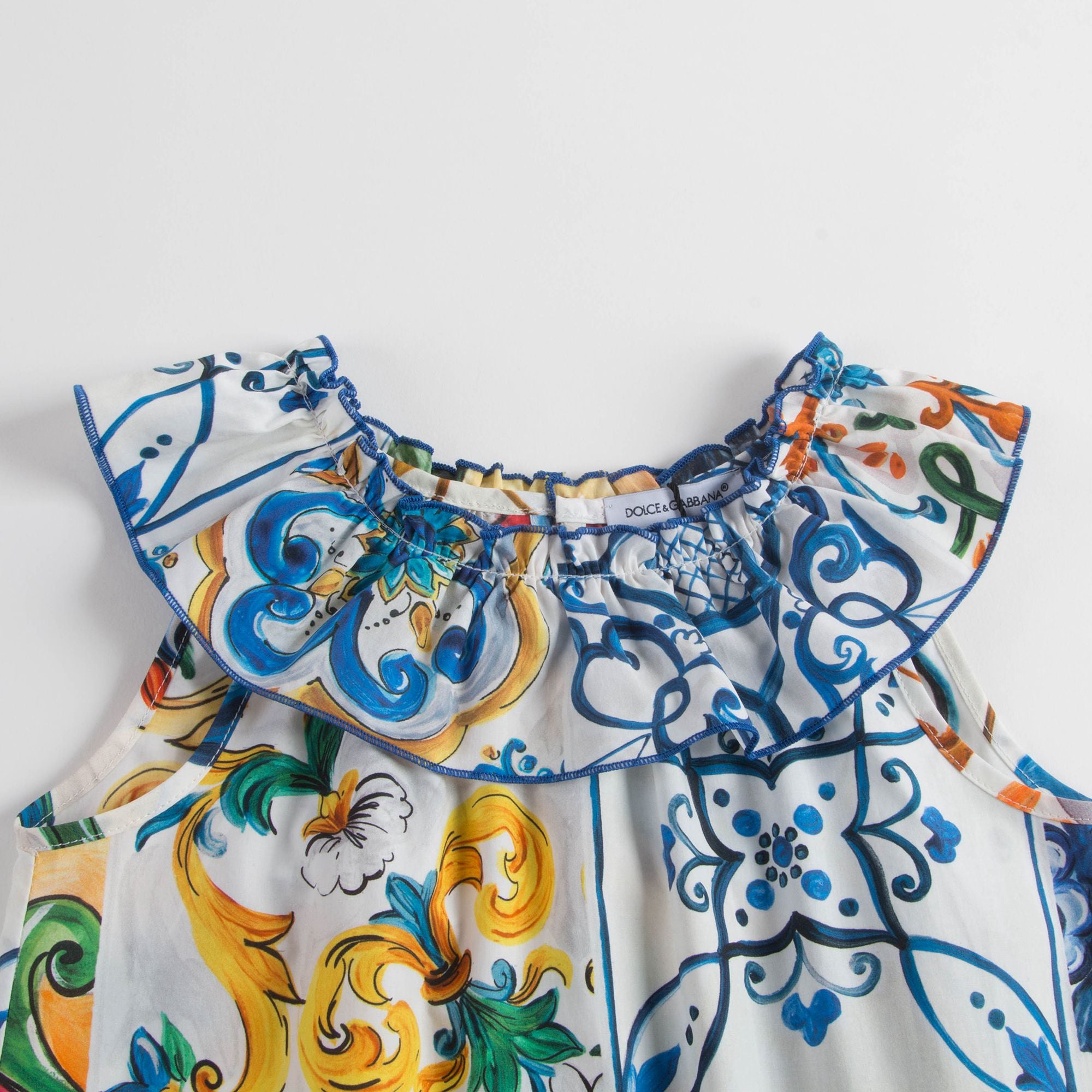 Baby Girls White Printed Cotton Short Dress