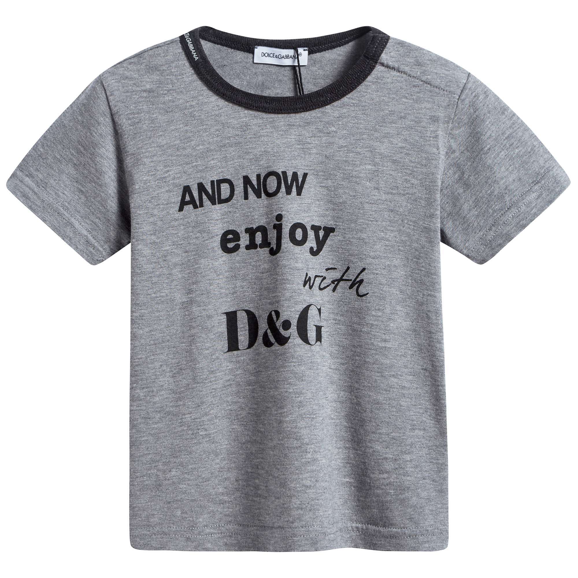 Baby Boys Dark Gray Cotton T-shirt