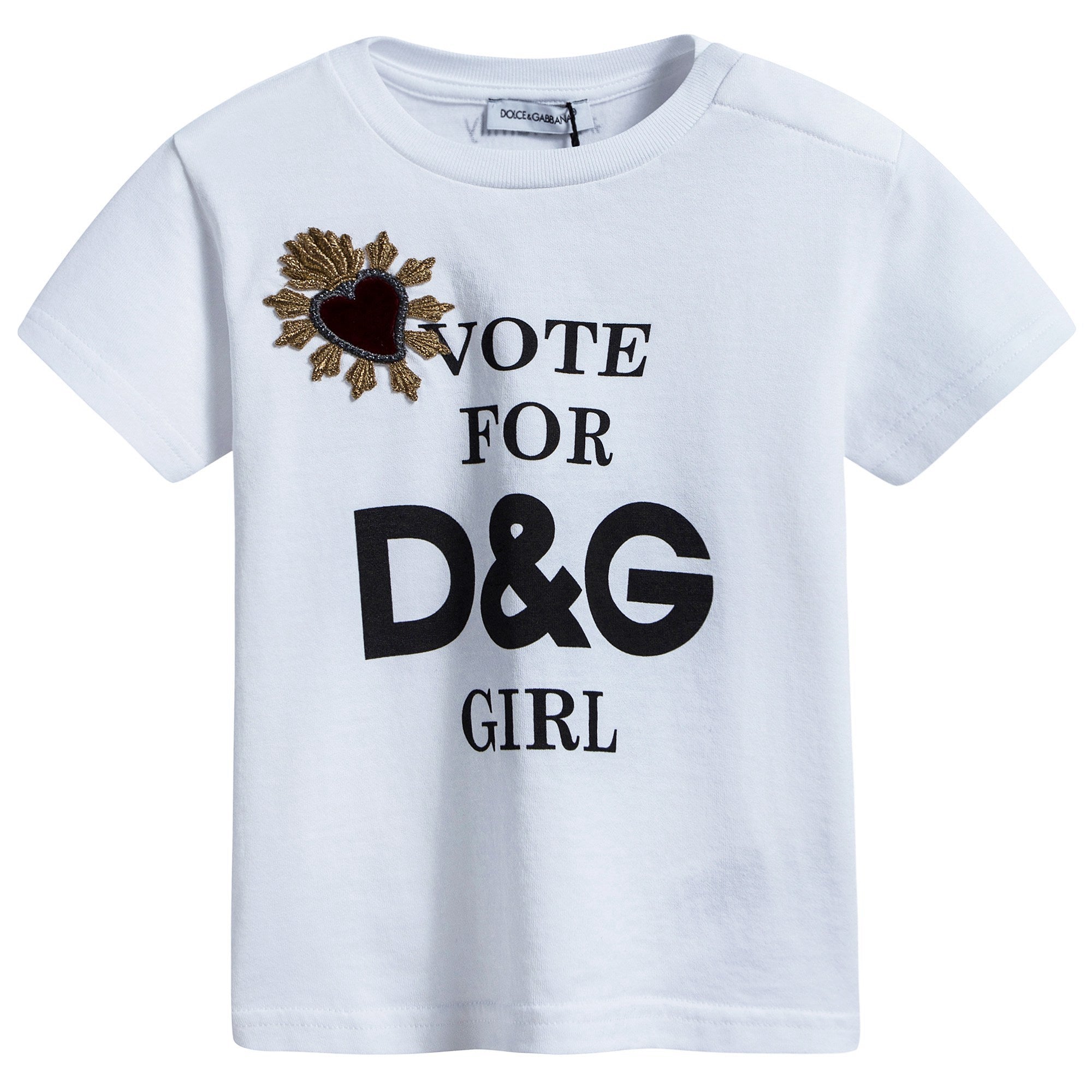 Baby  White  Embroidery  Printing  T-Shirt