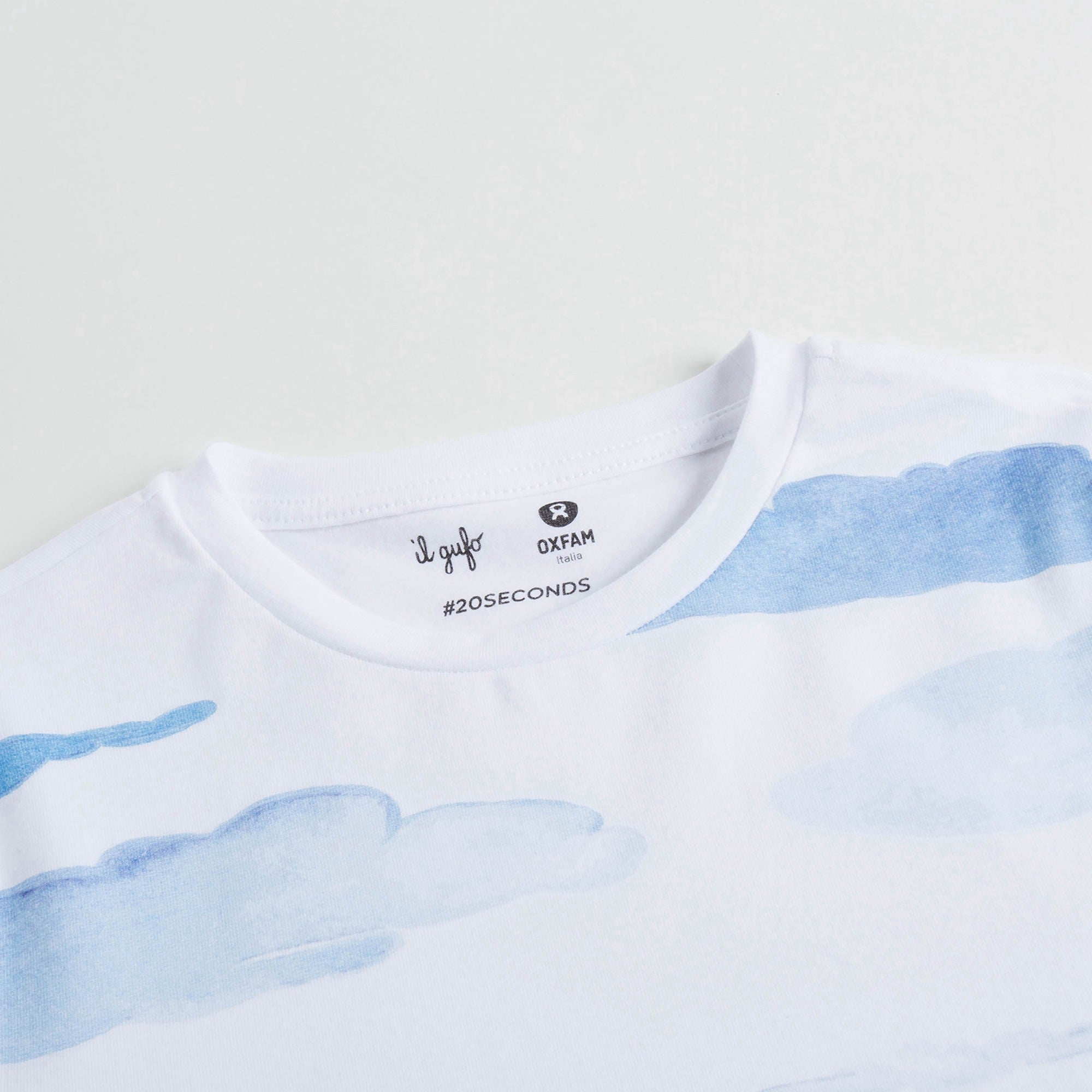 Boys White Sky Printed Cotton T-shirt