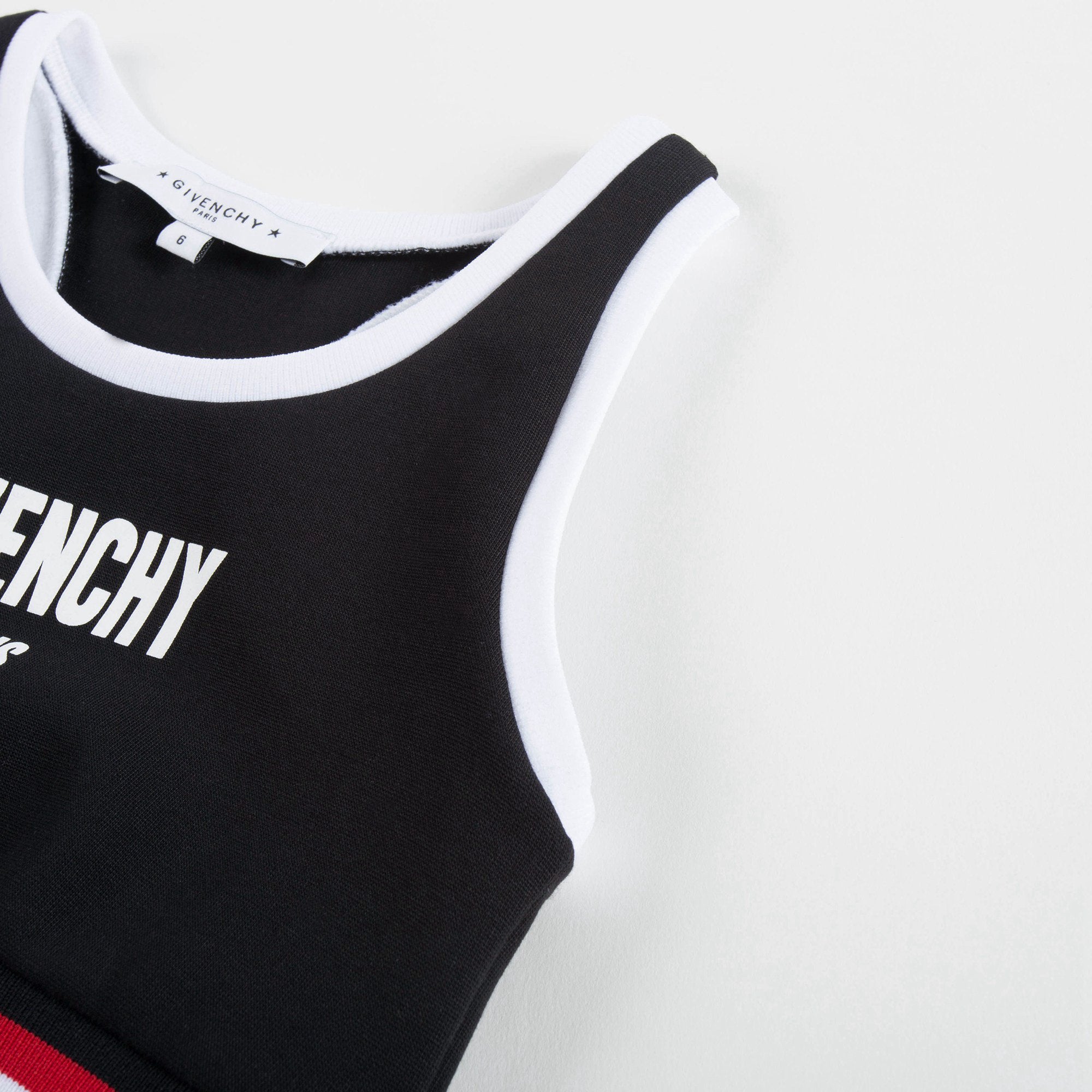 Girls Black Cropped Logo Cotton Top