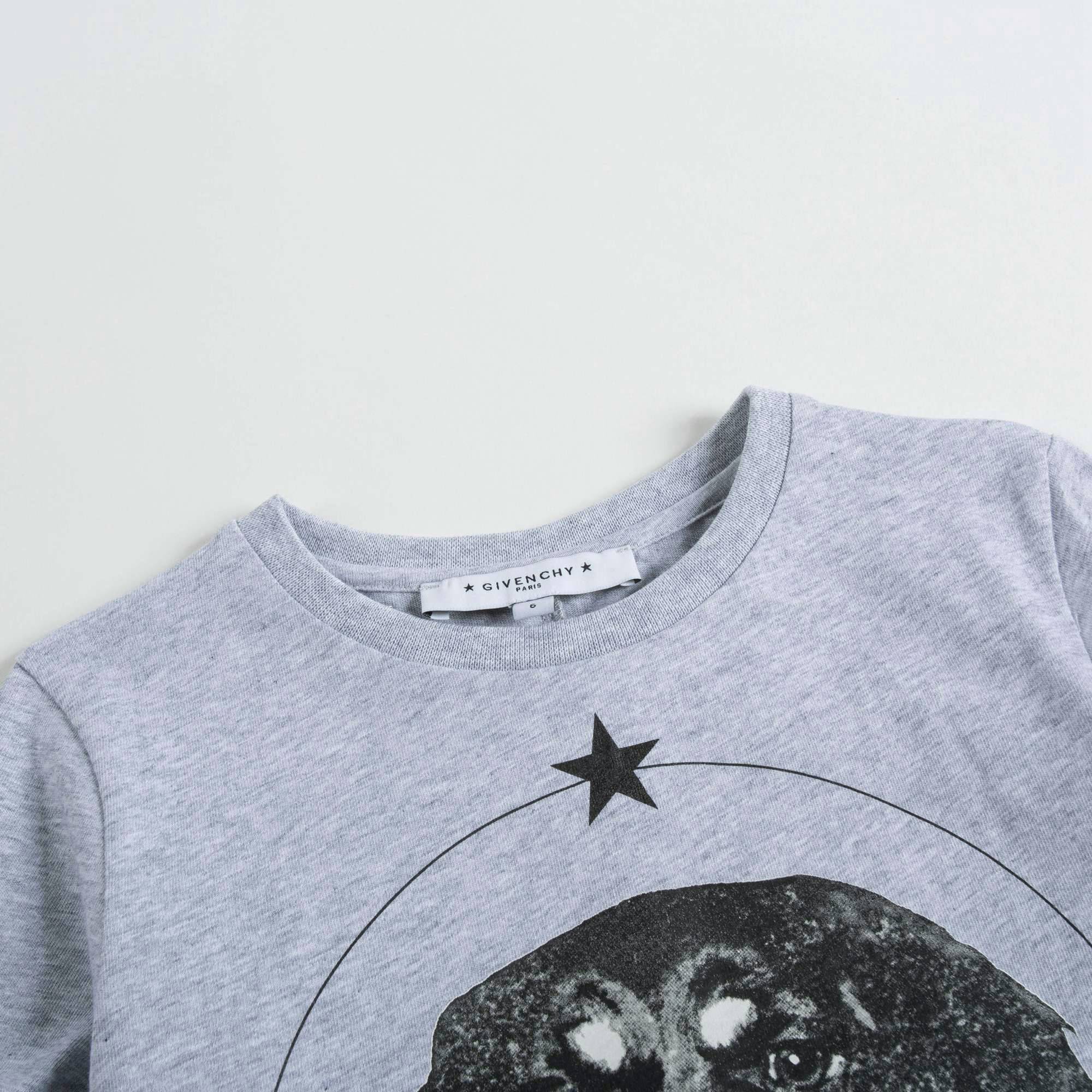 Boys Grey Dog Printed Cotton  T-shirt