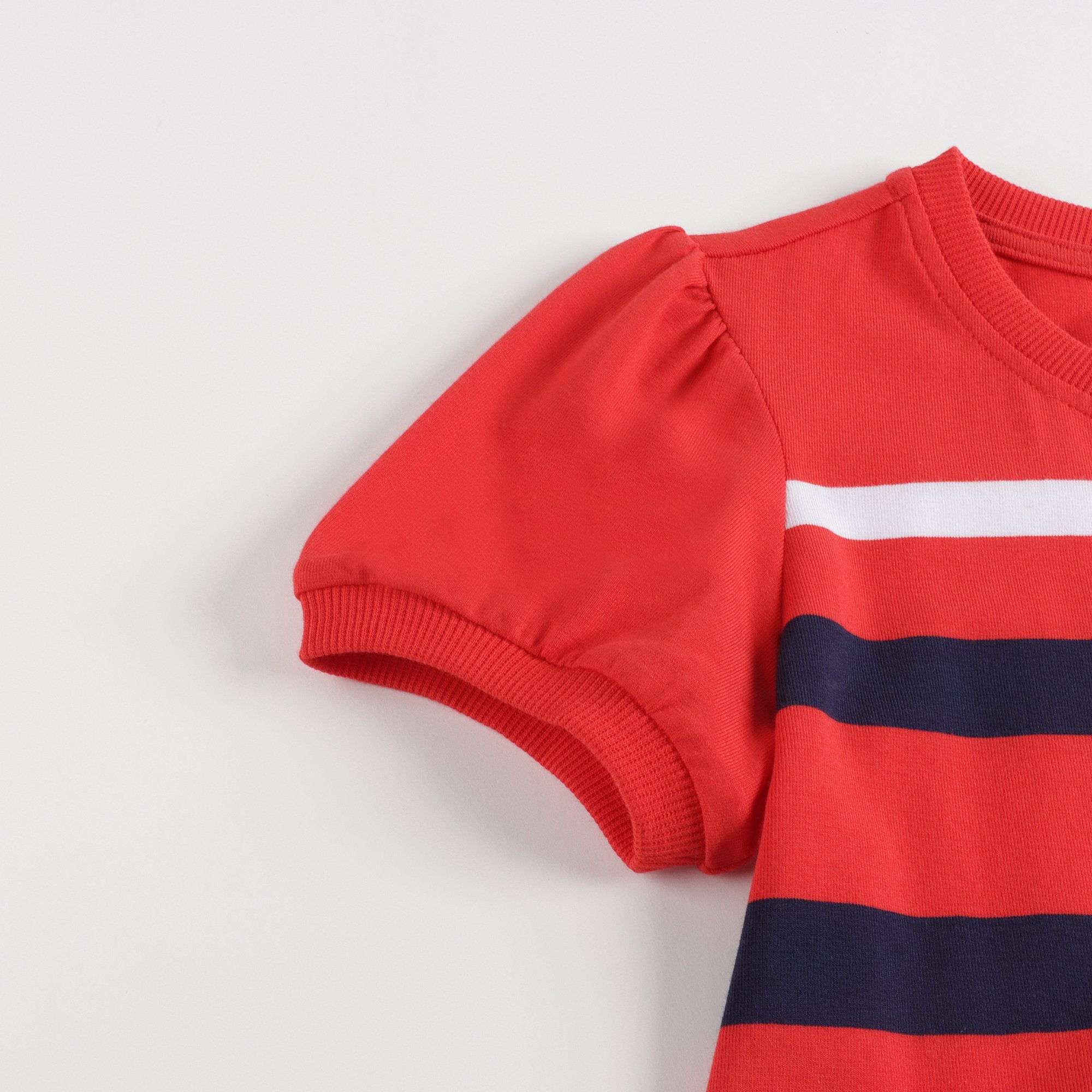 Robe en coton rouge et marine pour filles