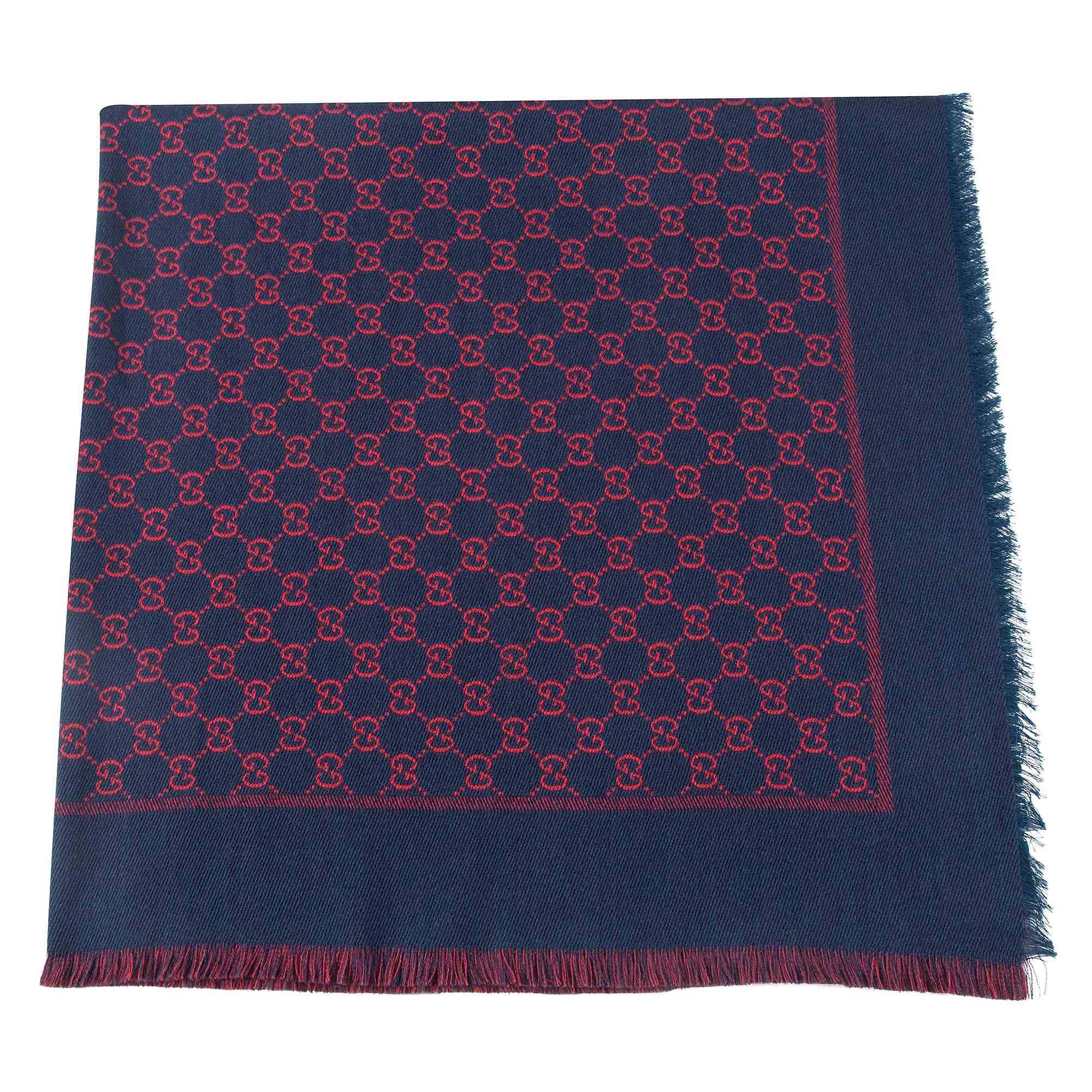 Girls Blue & Red Wool Silk Scarf