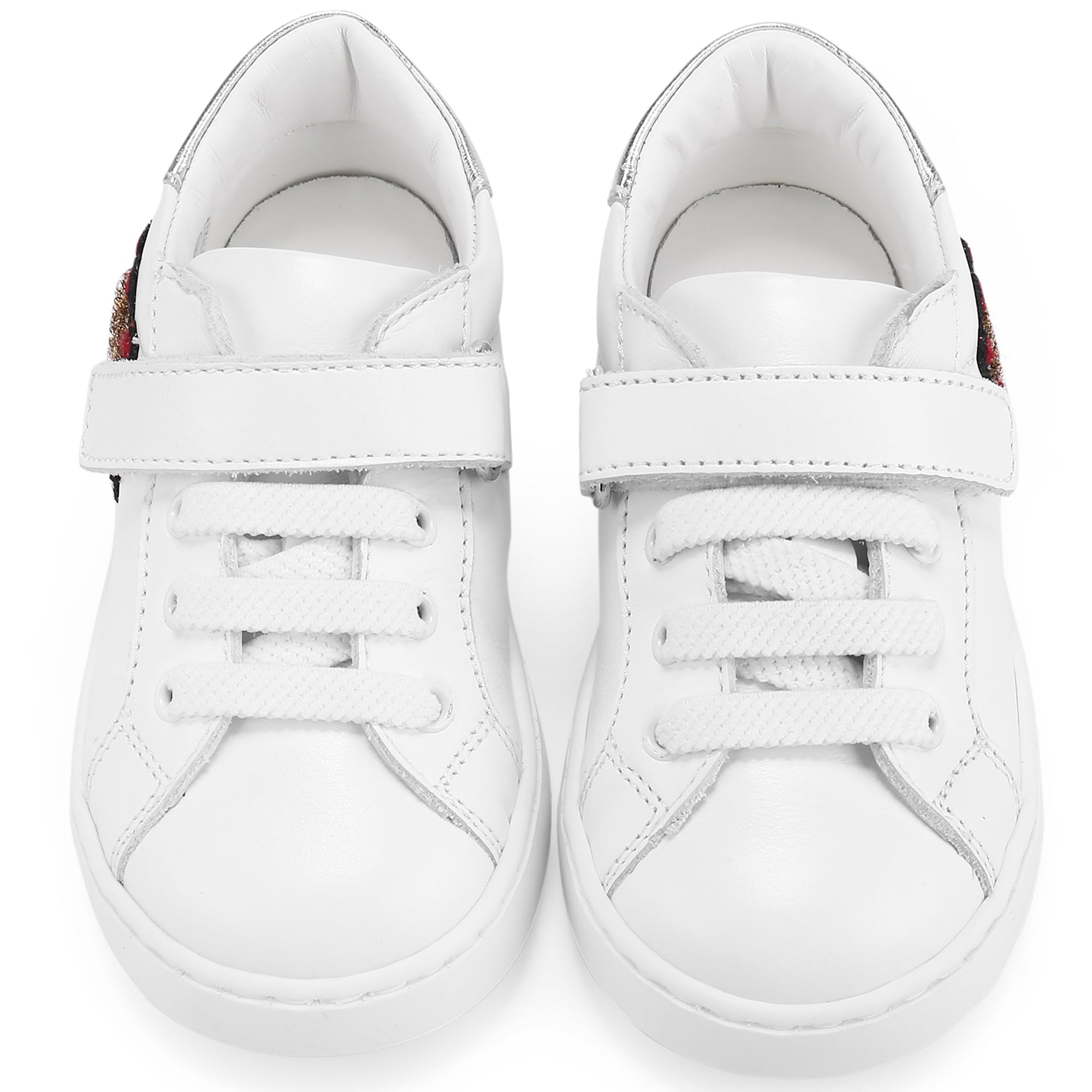 Baby White Velcro Leather Trainers