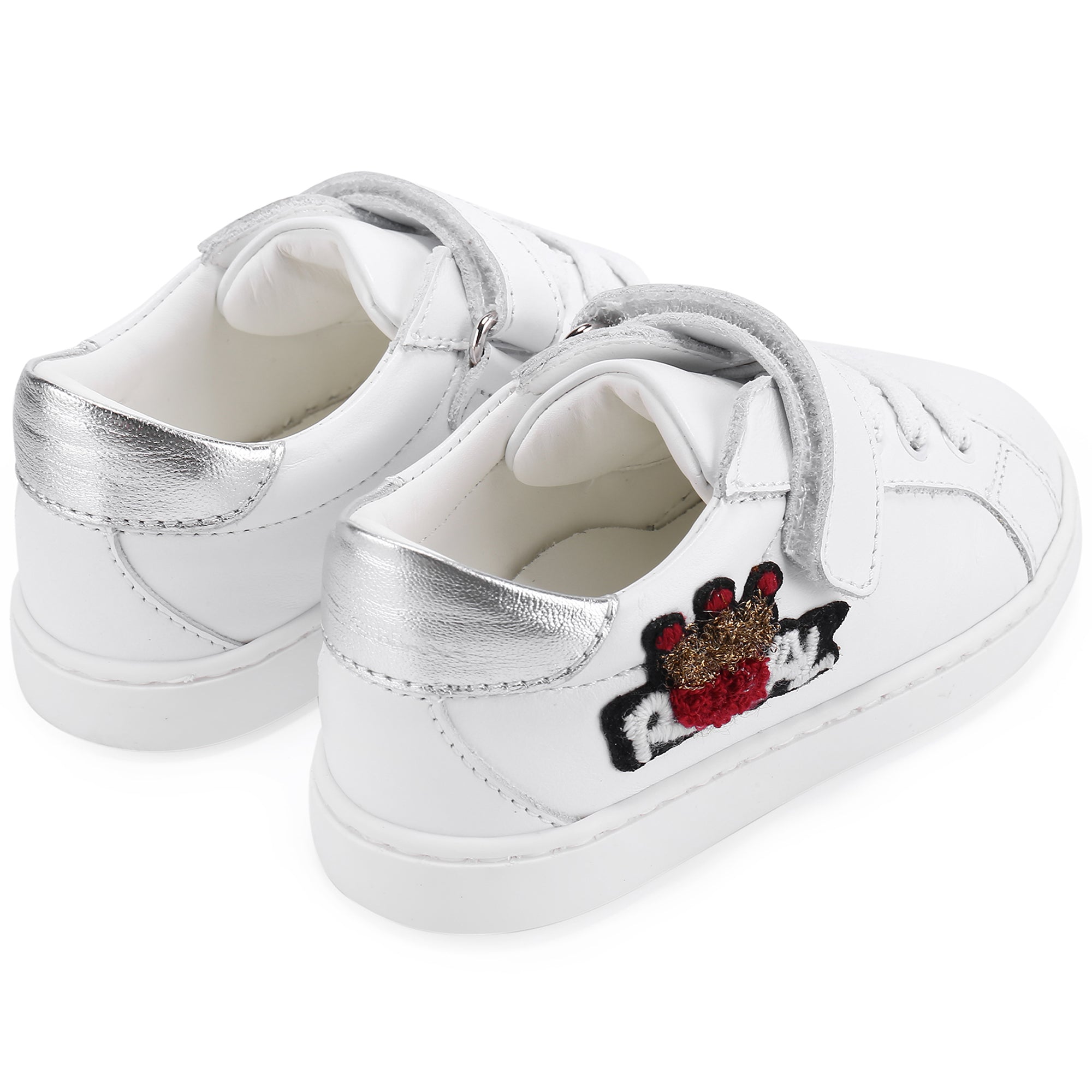 Baby White Velcro Leather Trainers