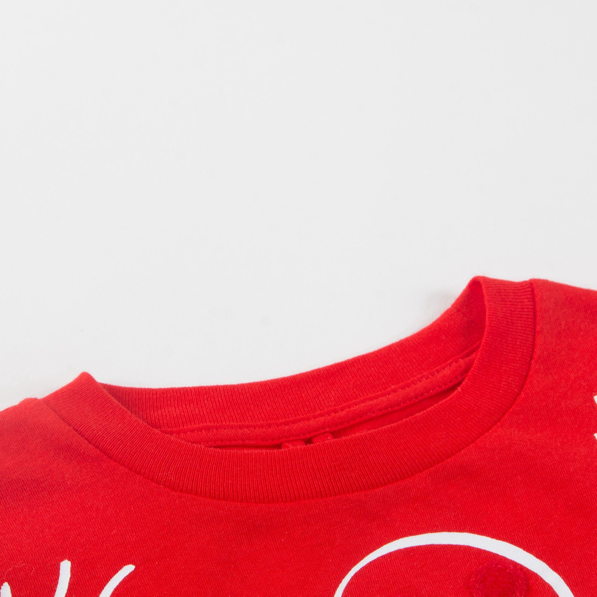 Boys Red With Patches Cotton  T-shirt