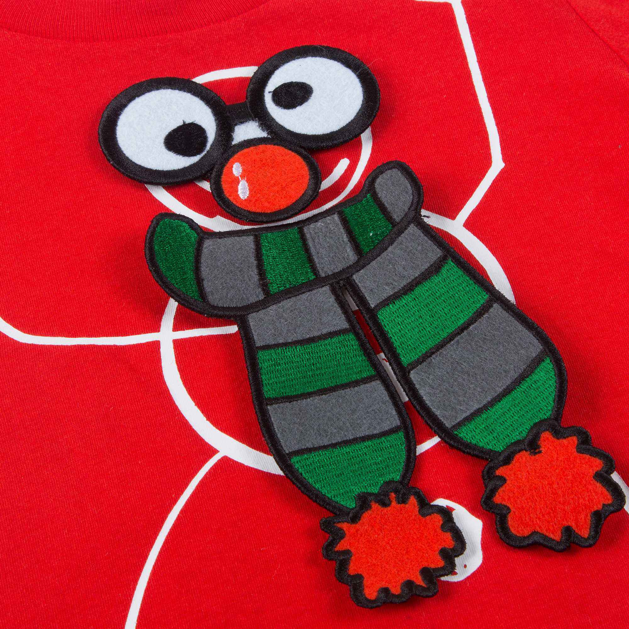 Boys Red With Patches Cotton  T-shirt