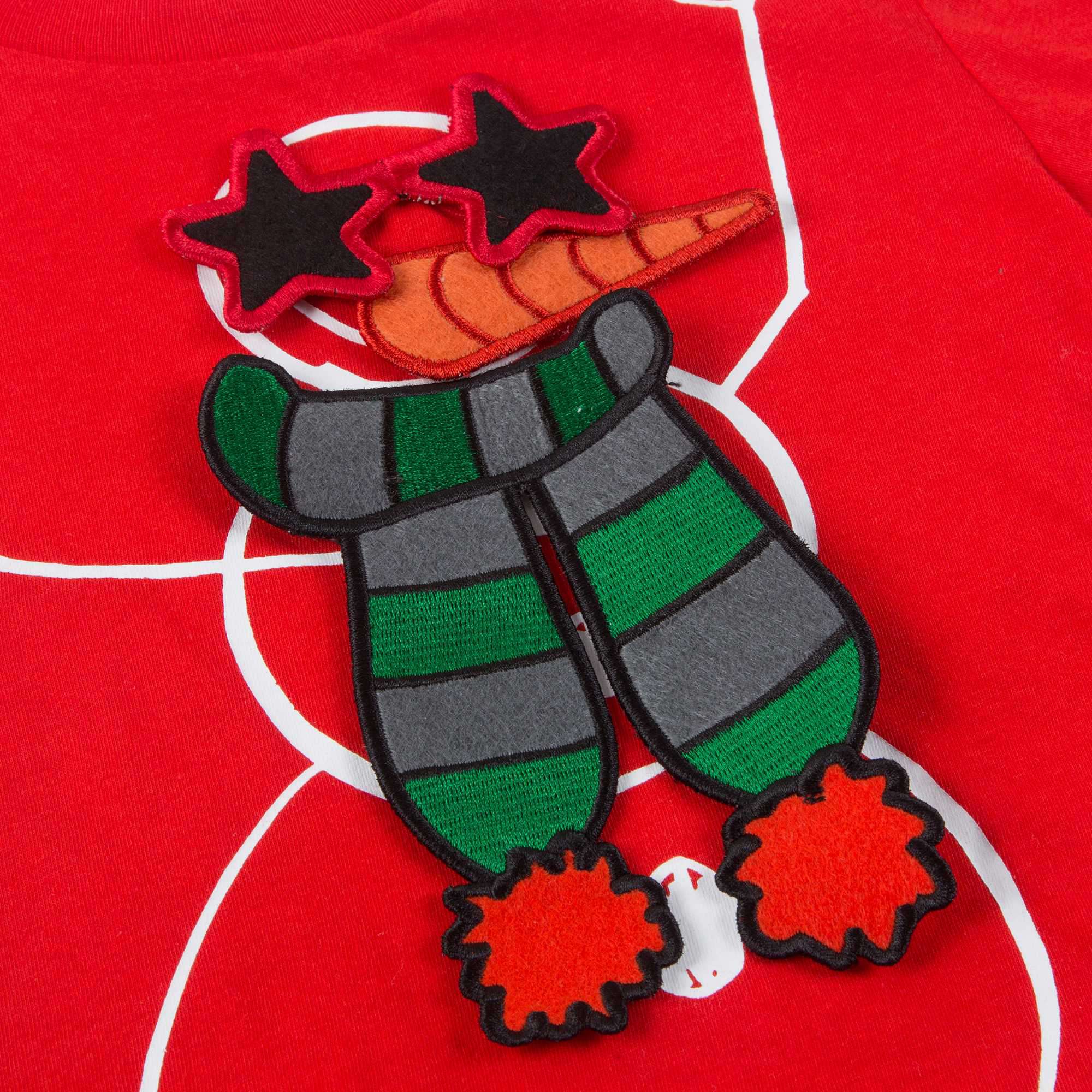 Boys Red With Patches Cotton  T-shirt