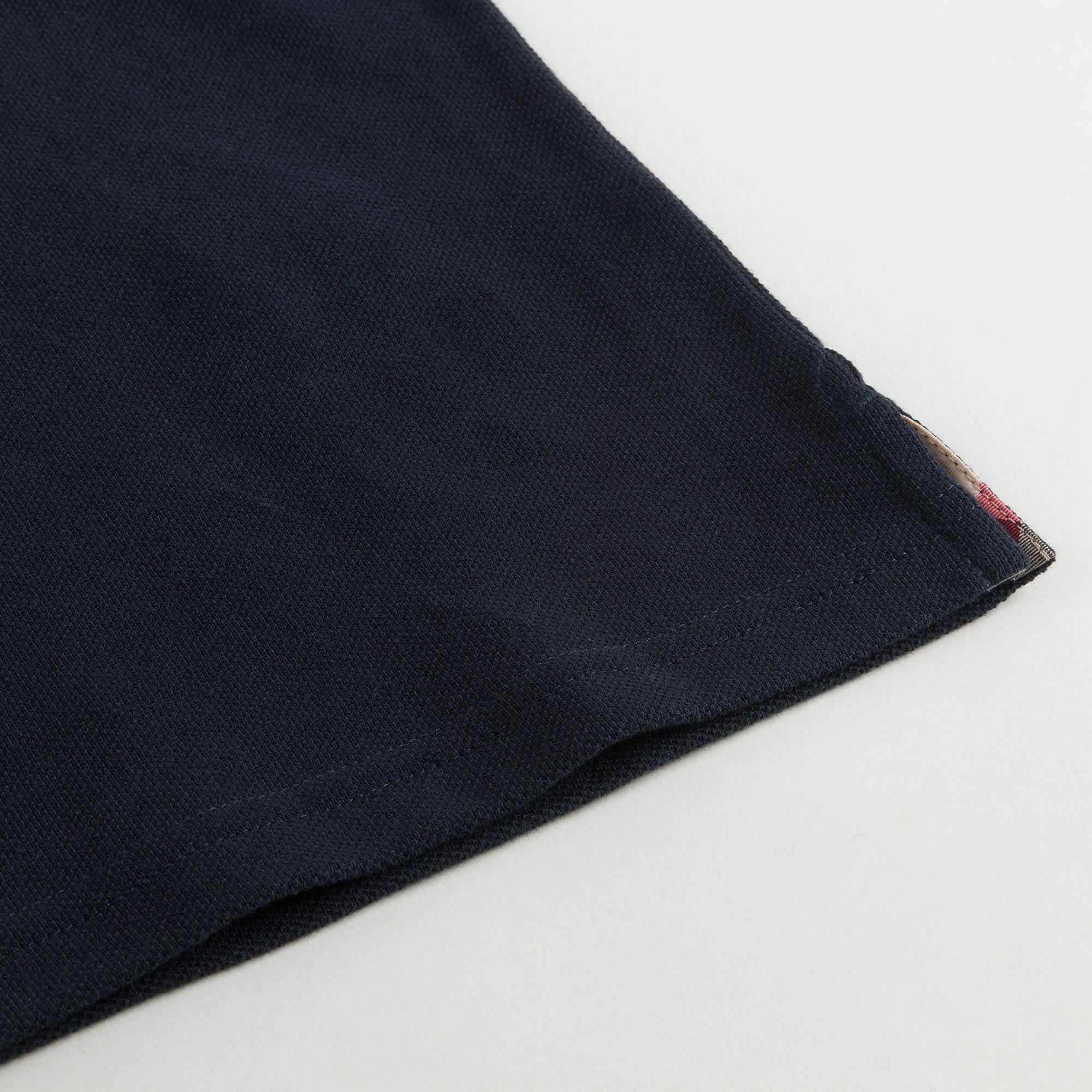 Boys Navy Blue Polo Shirt With Classic Check Collar