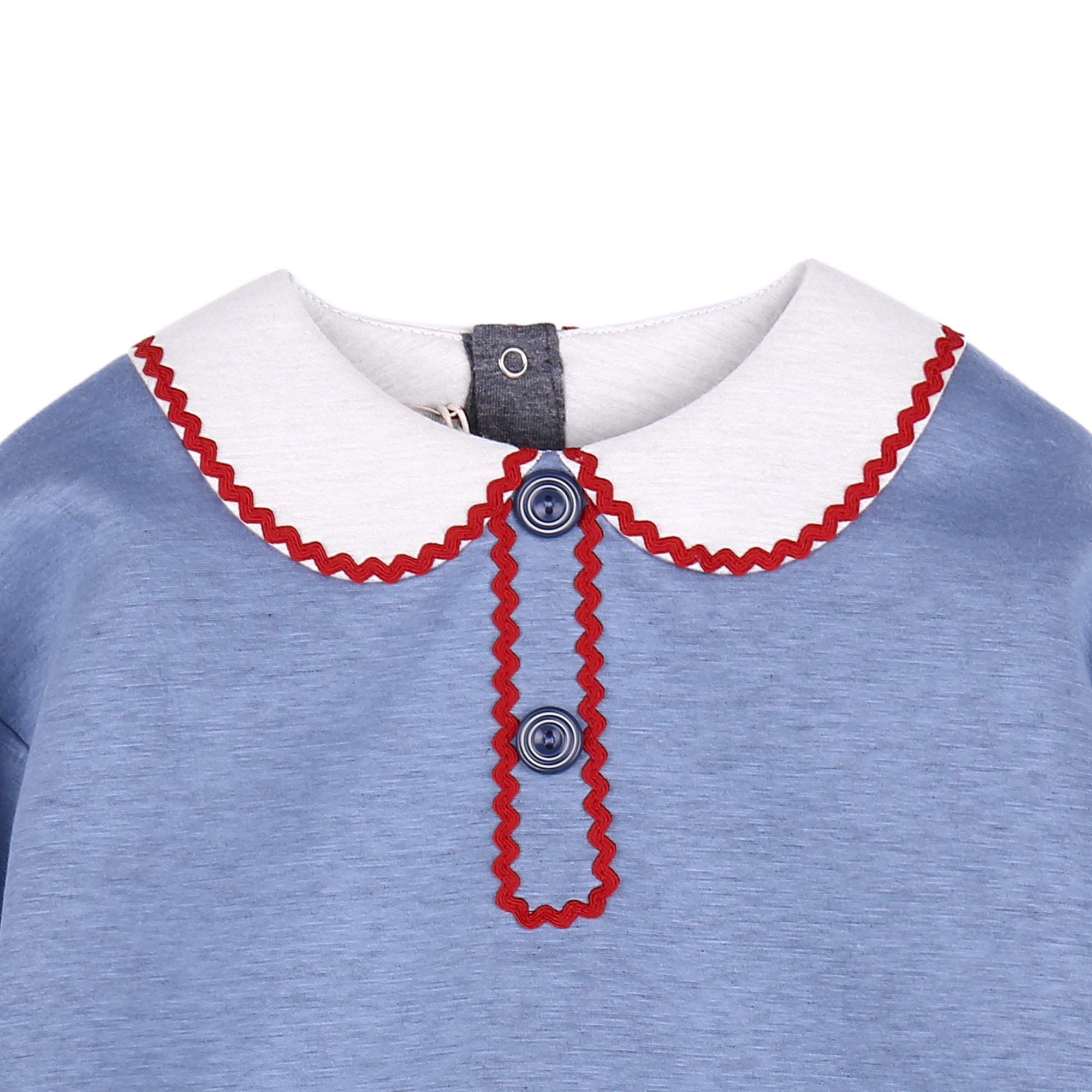 Baby Girls Blue Sweatshirt With Collar Trim