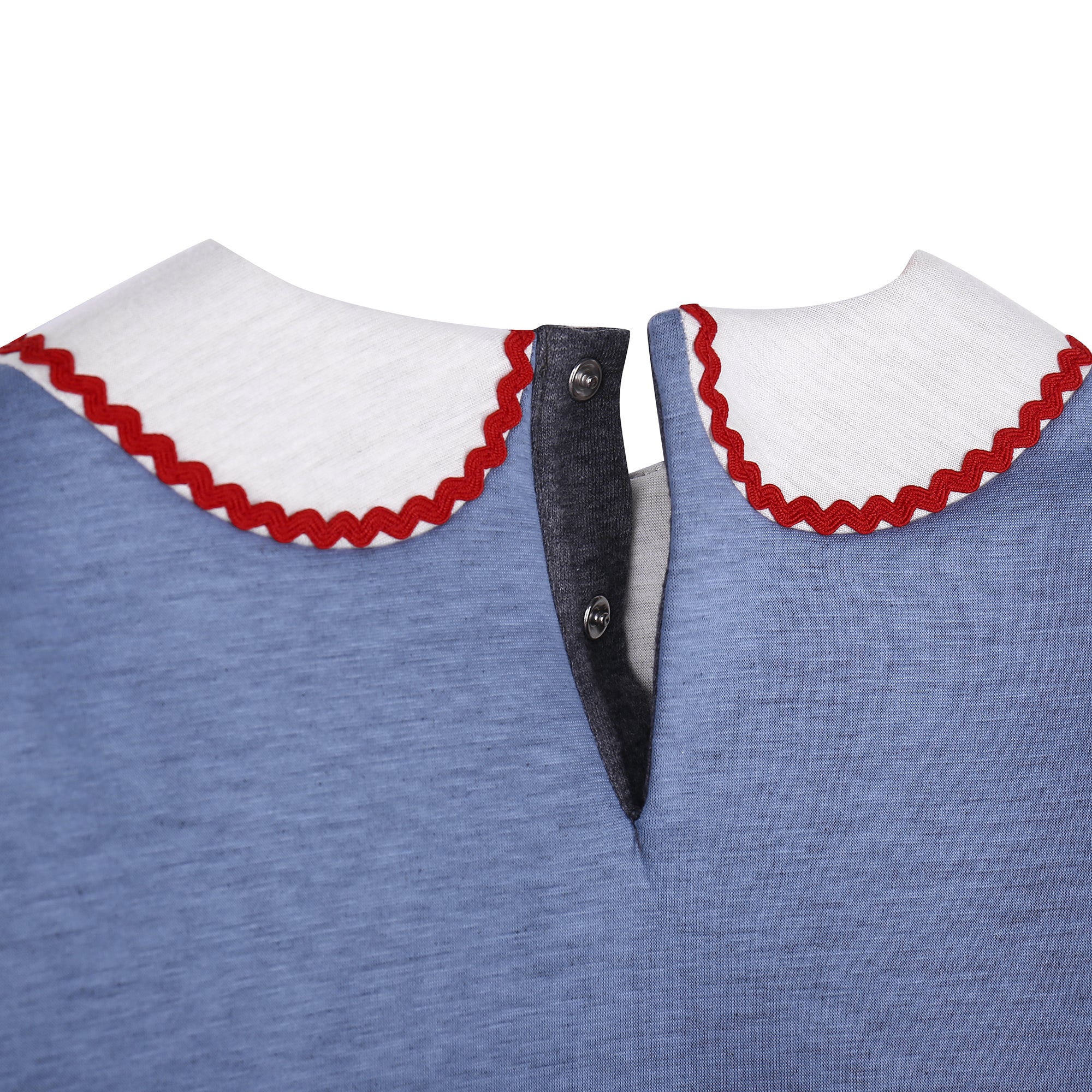 Baby Girls Blue Sweatshirt With Collar Trim