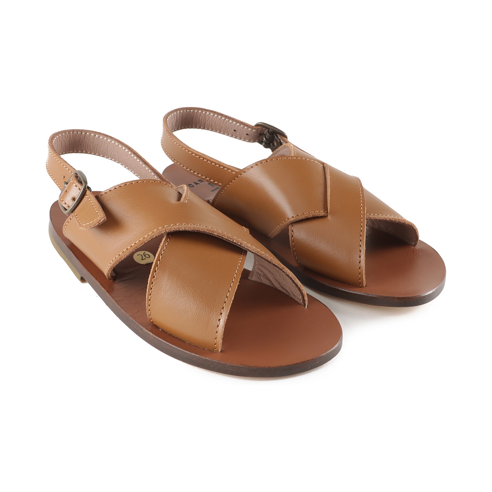 Baby Boys Brown Cow Leather Sandals