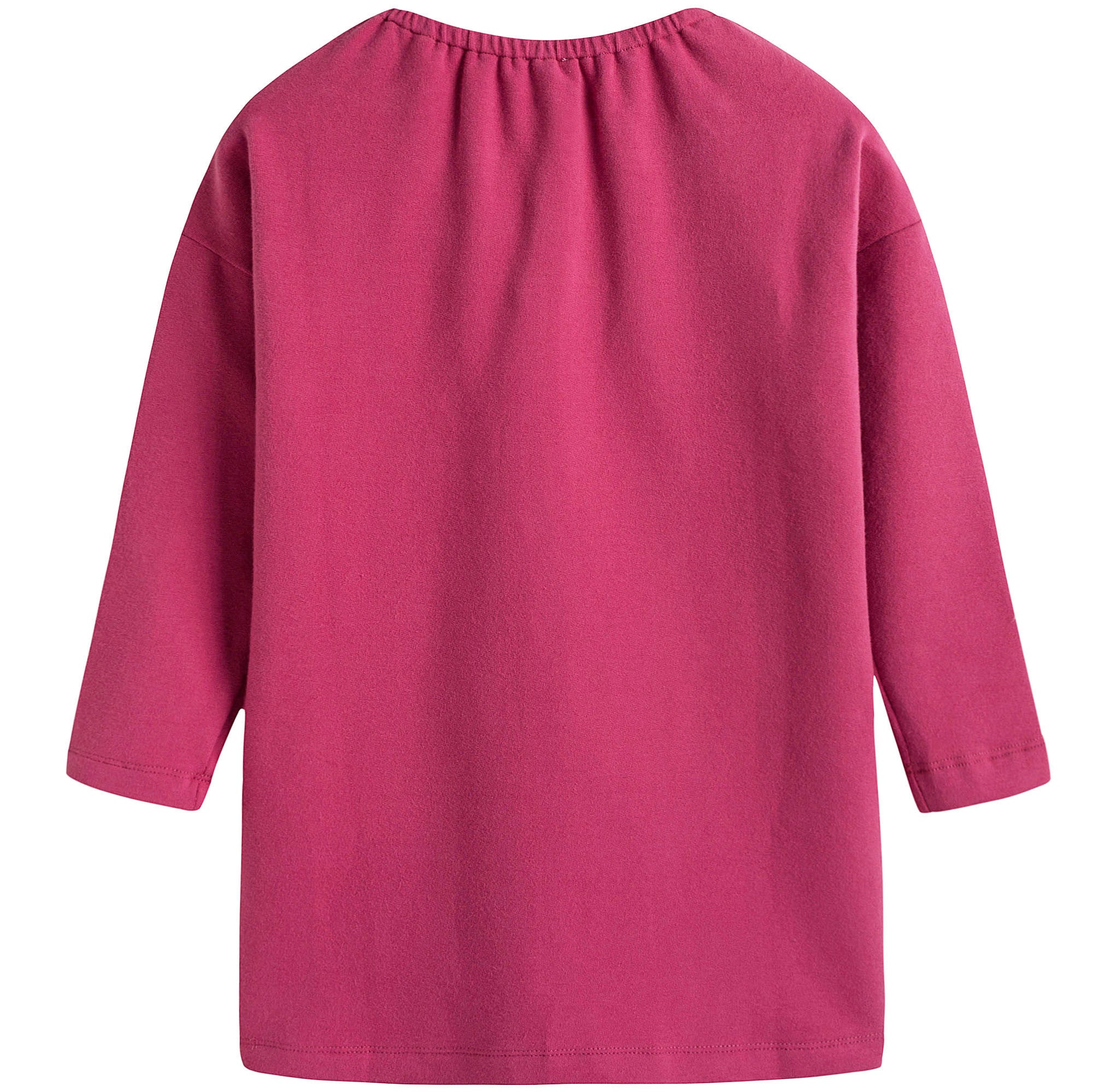 Girls Orchid Pink Bow Trims Dress With Rib Collar