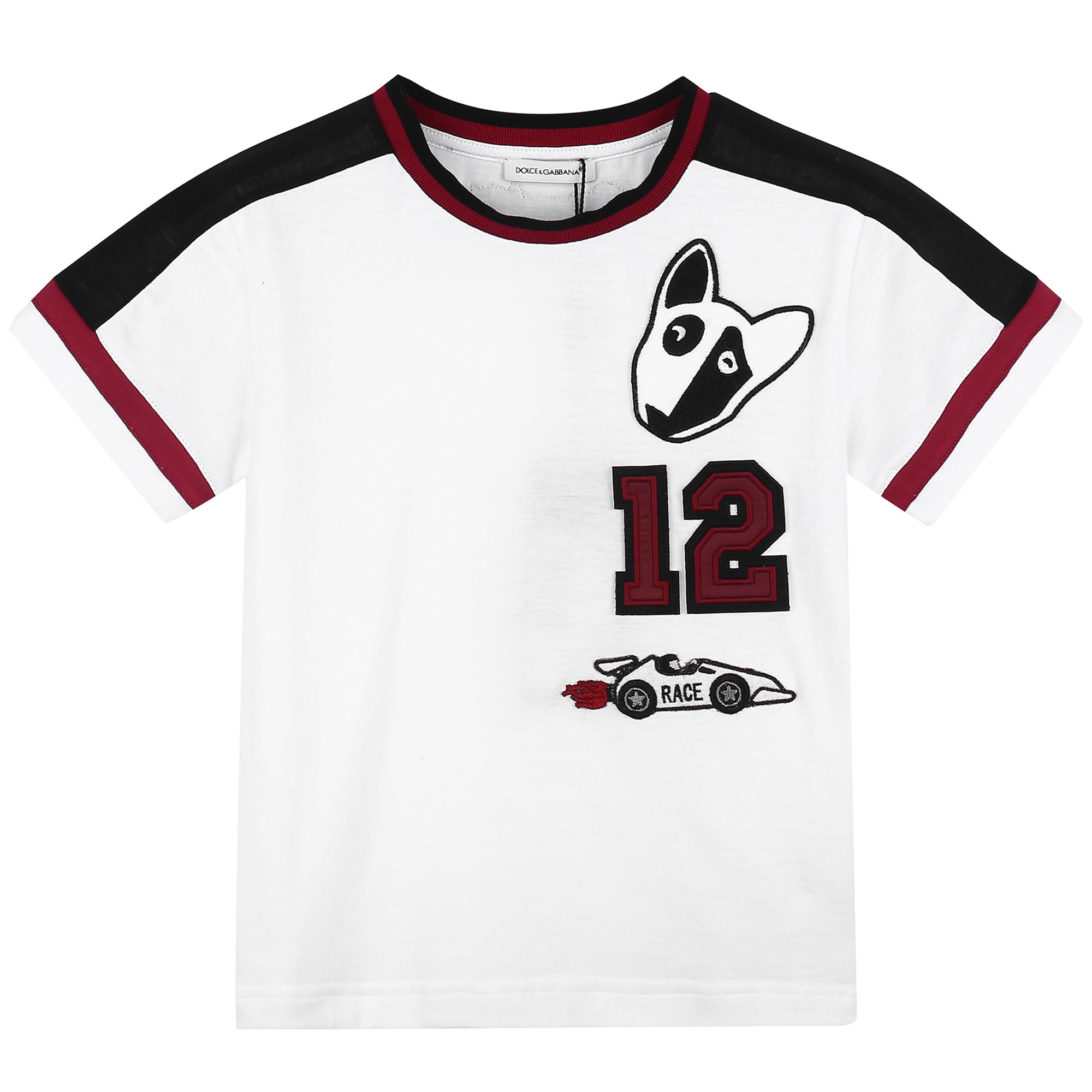 Boys White Racing T-Shirt