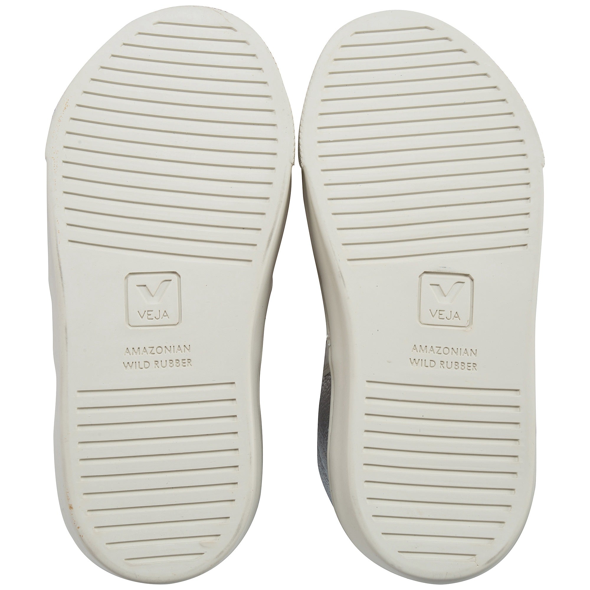 Boys & Girls Silver Leather Velcro With White "V" Shoes