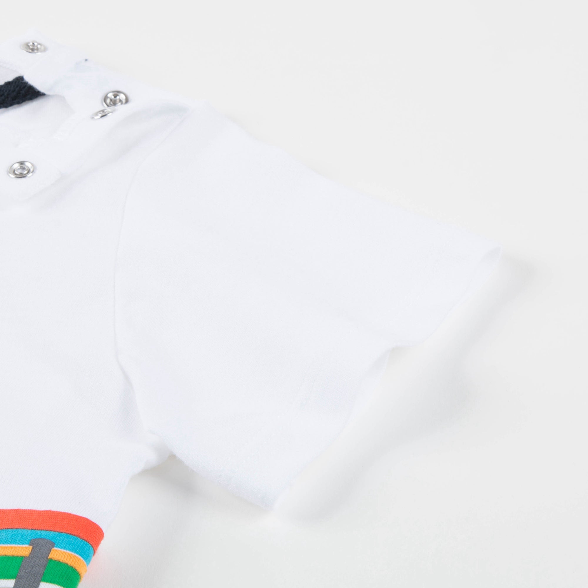 Baby Boys White "Bus" Printed Cotton T-shirt