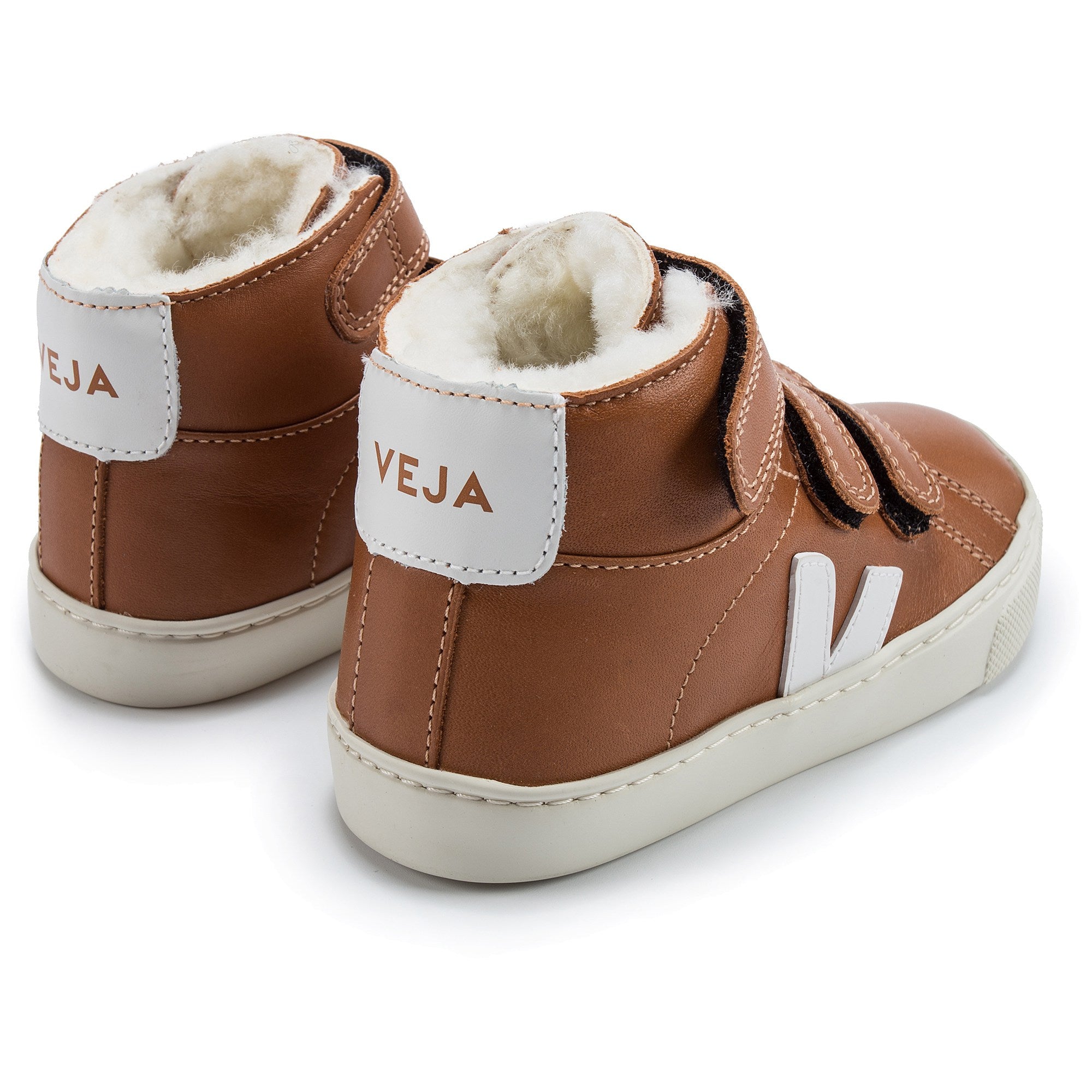 Boys & Girls Brown Leather Velcro High Top Shoes