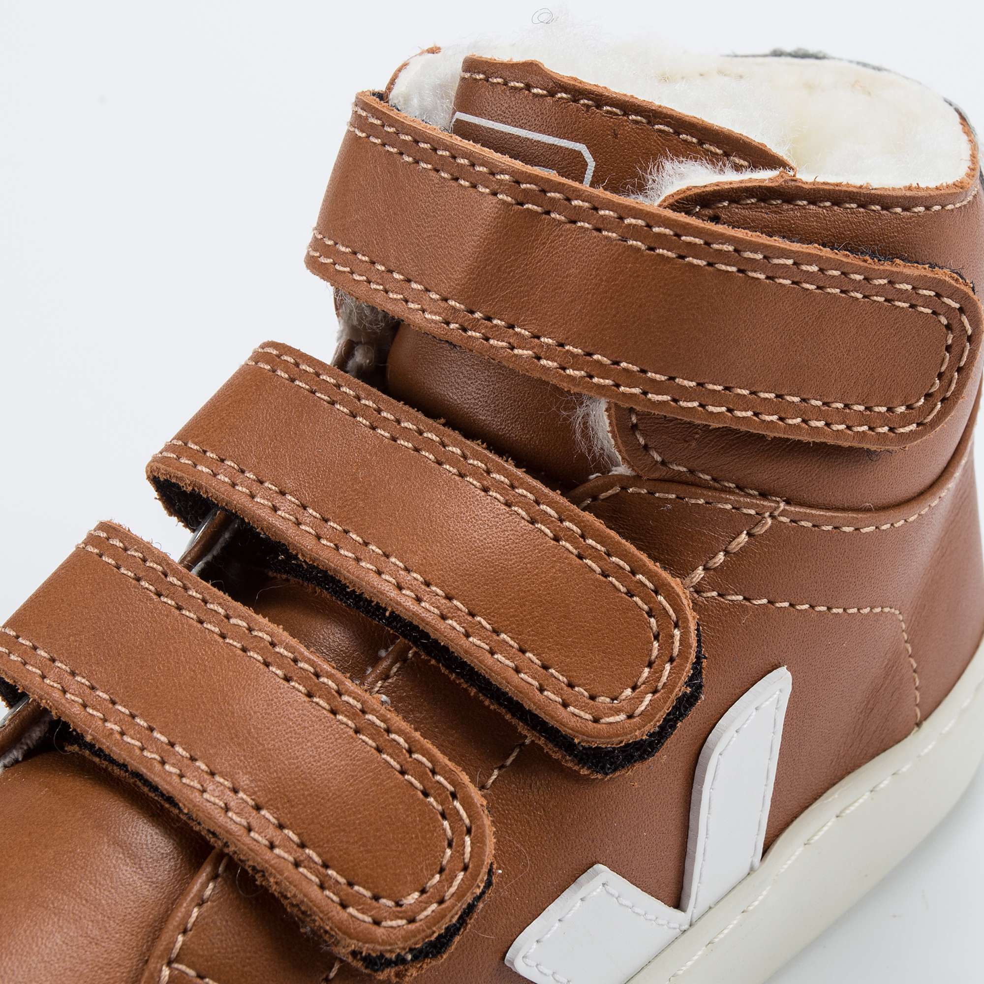 Boys & Girls Brown Leather Velcro High Top Shoes