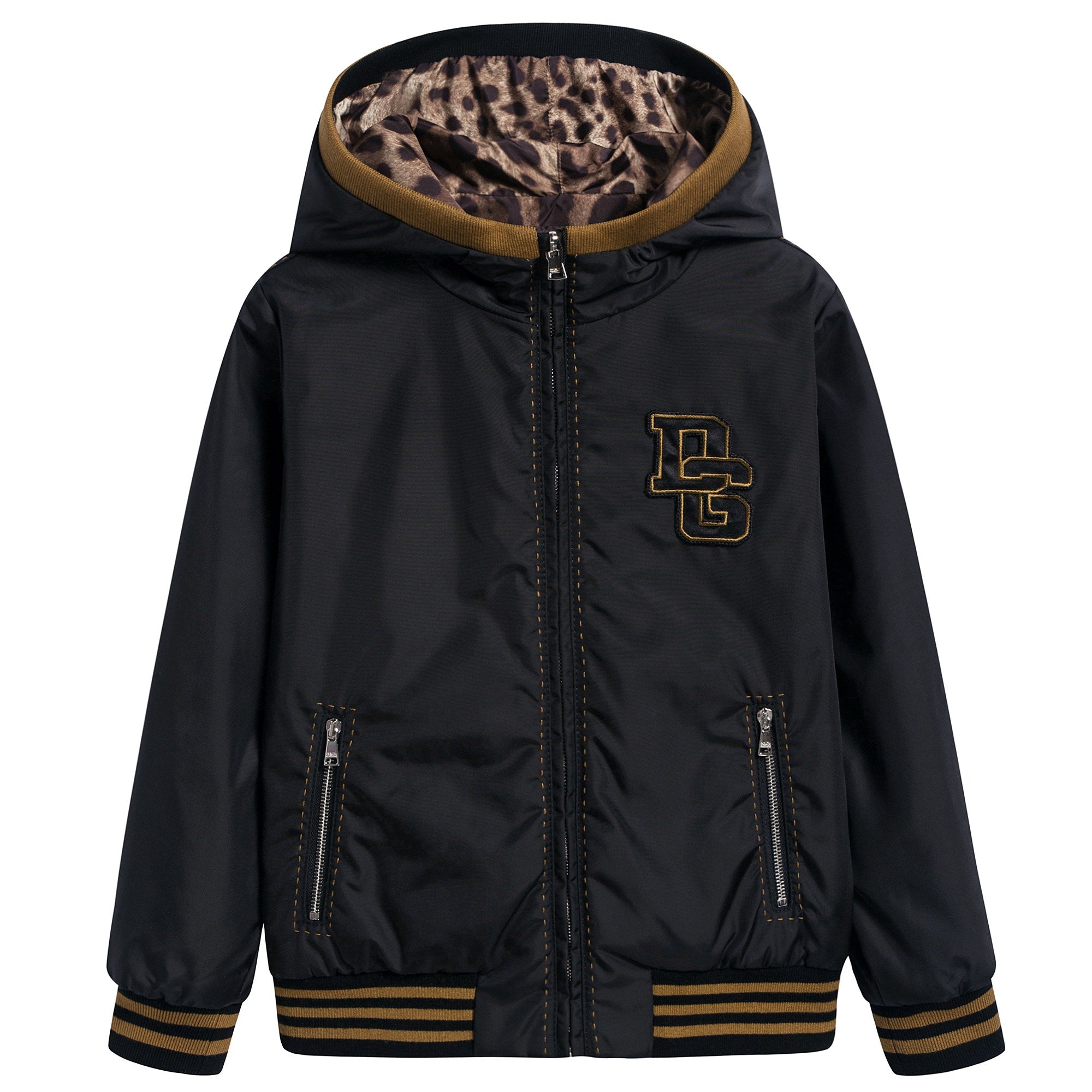Boys Black & Yellow Striped Coat