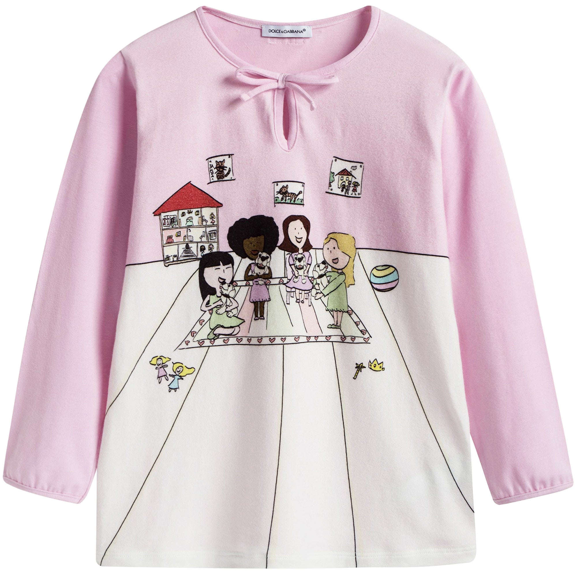 Girls Pink Top & White BOttom Pyjama