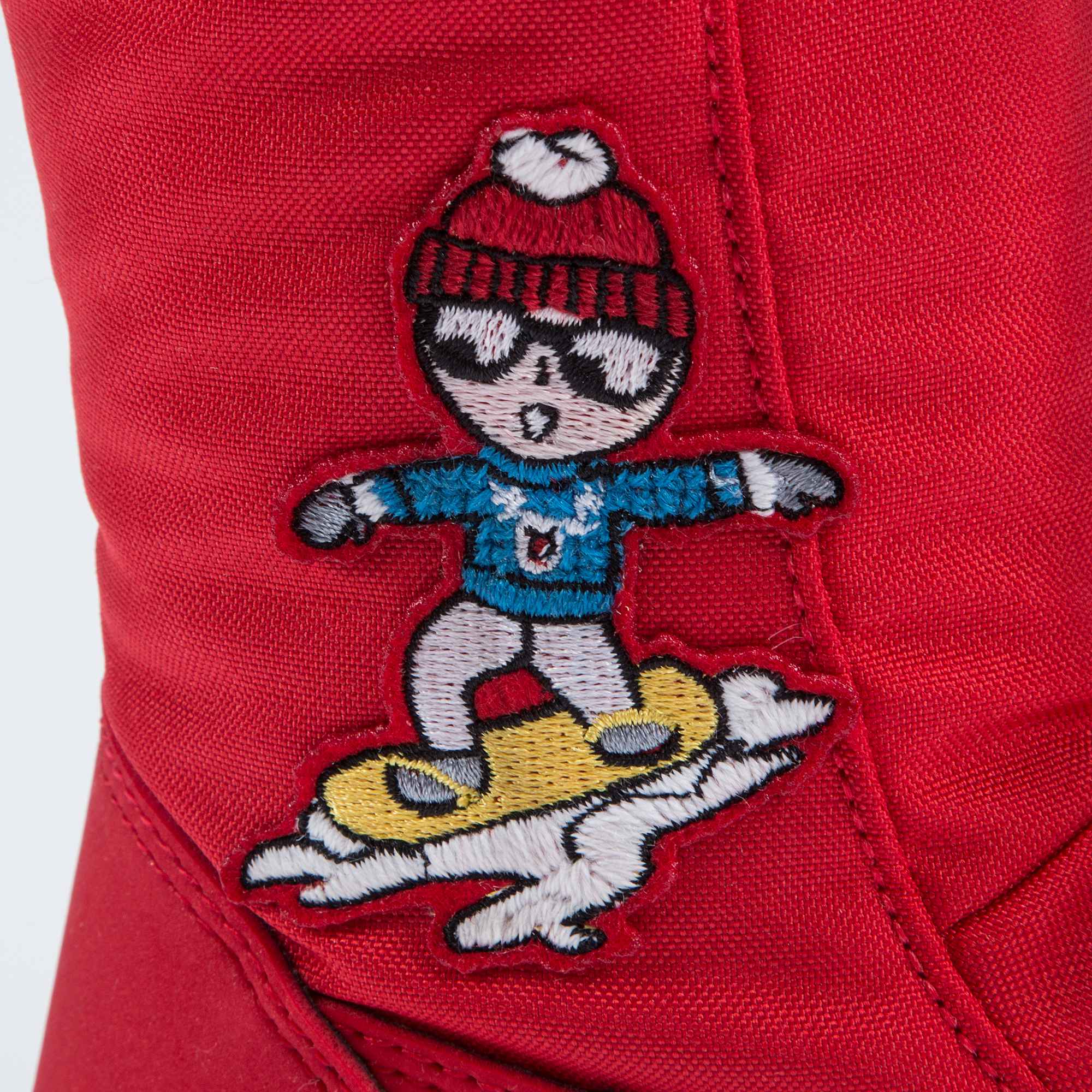 Girls Red Printed Snow Boots